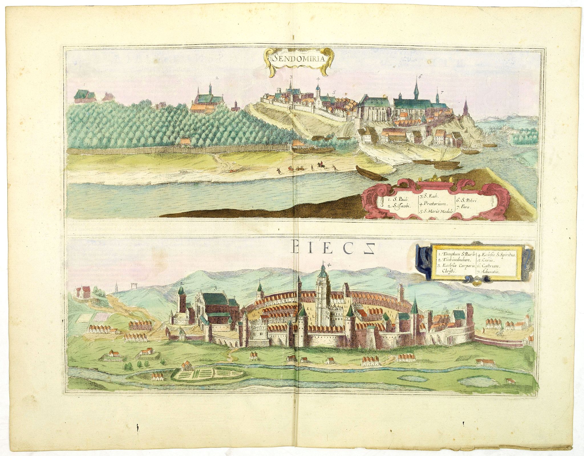 BRAUN,G. / HOGENBERG, F., Sendomiria. / Biecz., antique map, old maps