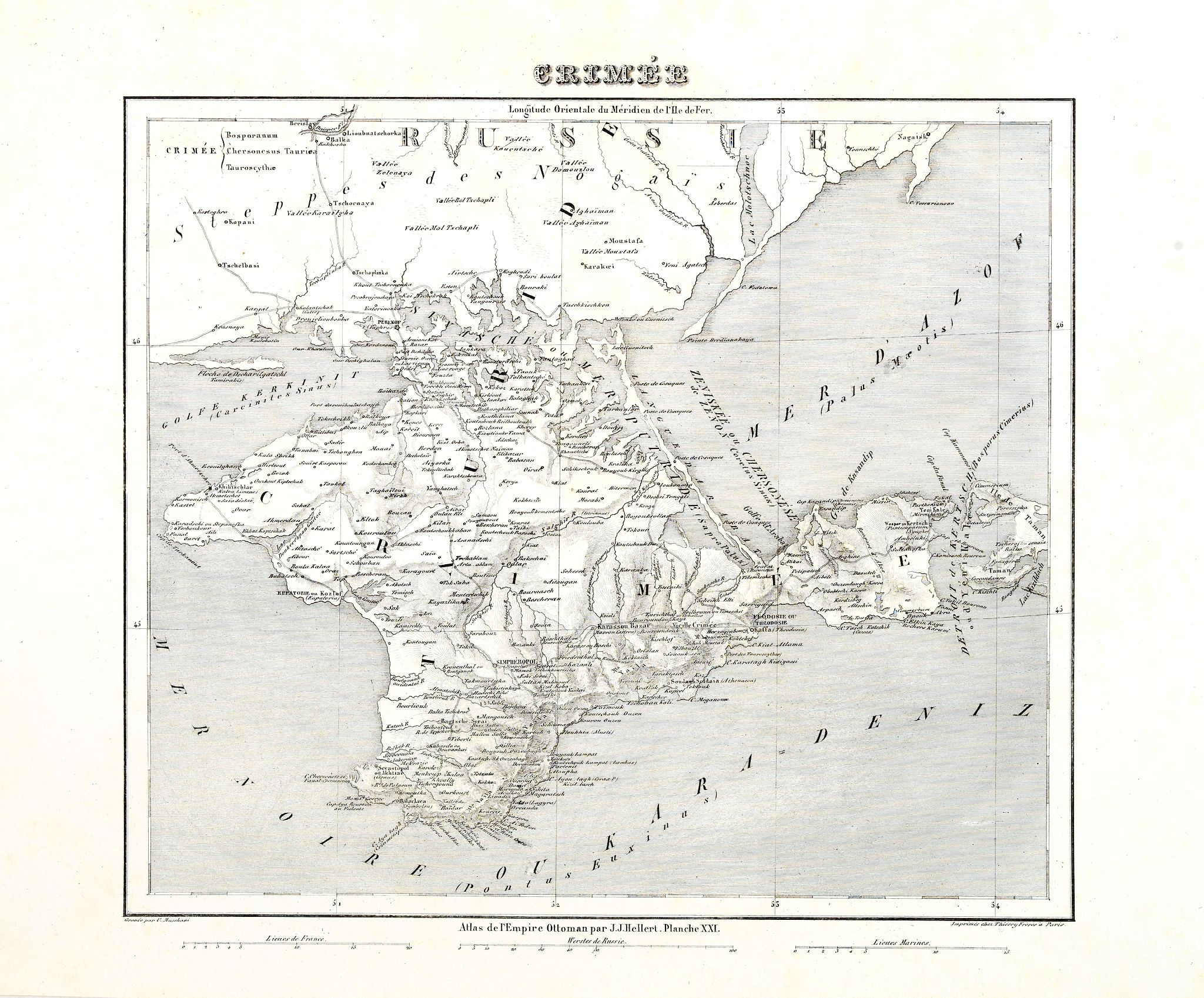HELLERT, J-J., Crimée, antique map, old maps