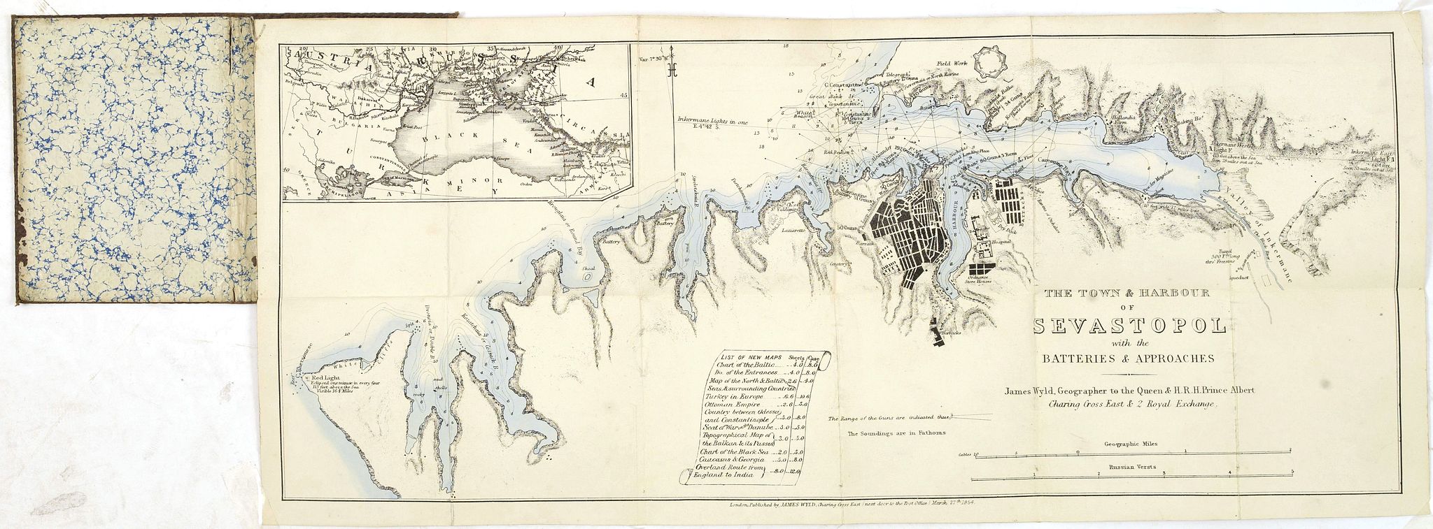 WYLD, J., The town & harbour of Sevastopol with the batteries & approaches. . ., antique map, old maps