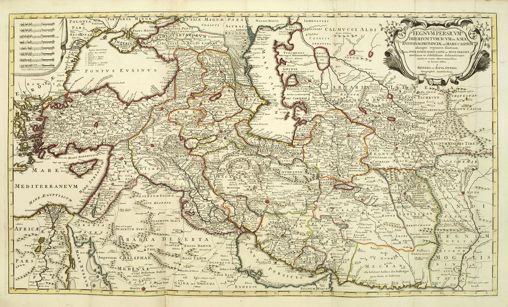 OTTENS, R. / J., Regnum Persicum Imperium Turcicum in In Asia Russorum Provinciae ad Mare Caspium. . ., antique map, old maps