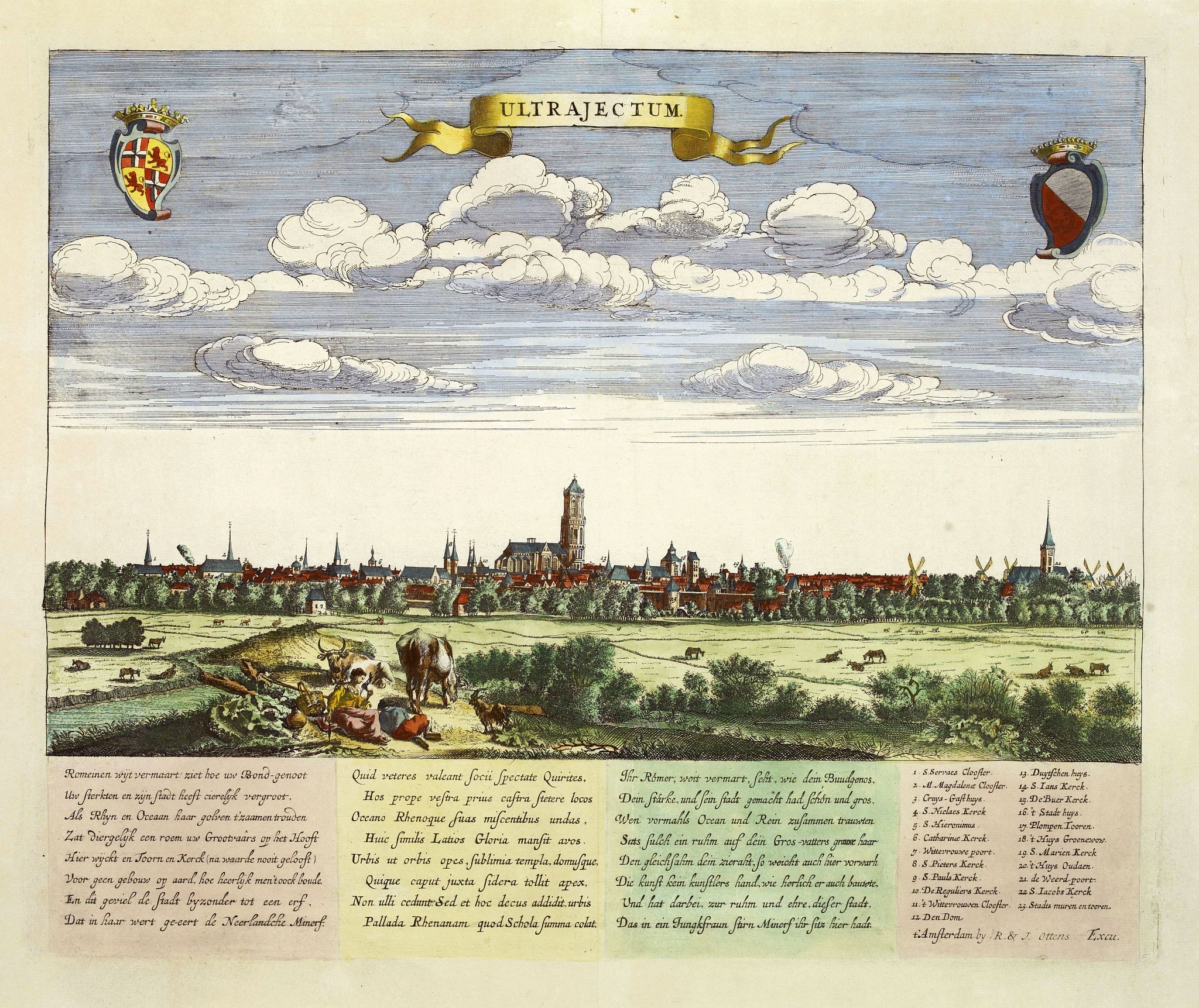 OTTENS, R. & J., Ultrajectum (Utrecht), antique map, old maps