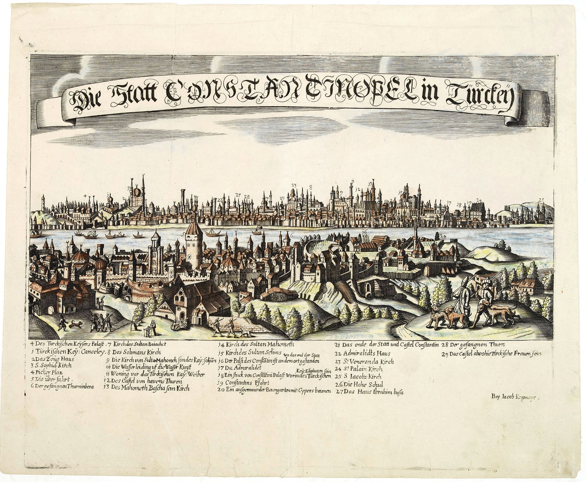 KOPPMAYR, J., Constantinopolitanae urbis effigies ad vivum expressa., antique map, old maps