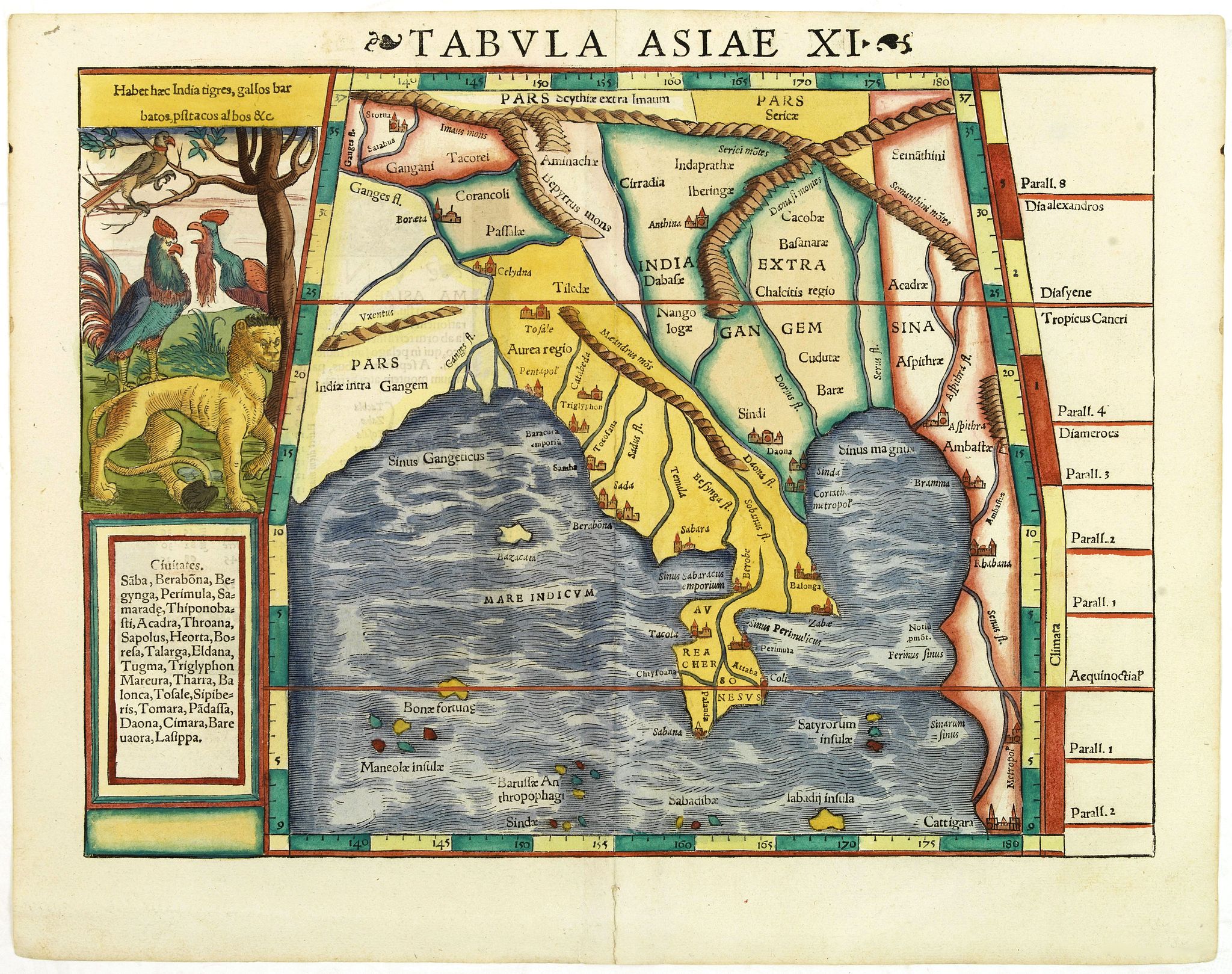 MÜNSTER, S., Tabula Asiae XI., antique map, old maps