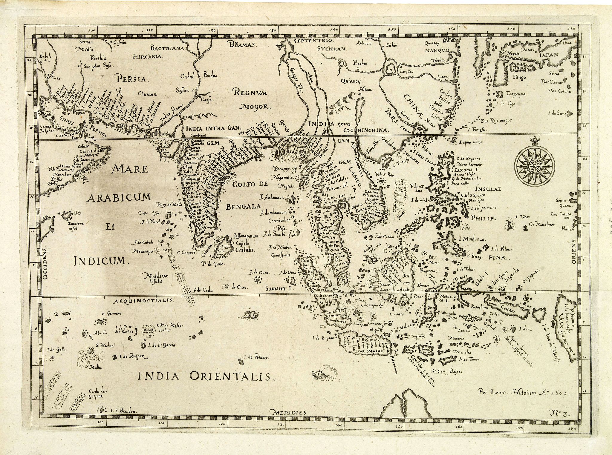 HULSIUS,L., No title: South East Asia., antique map, old maps