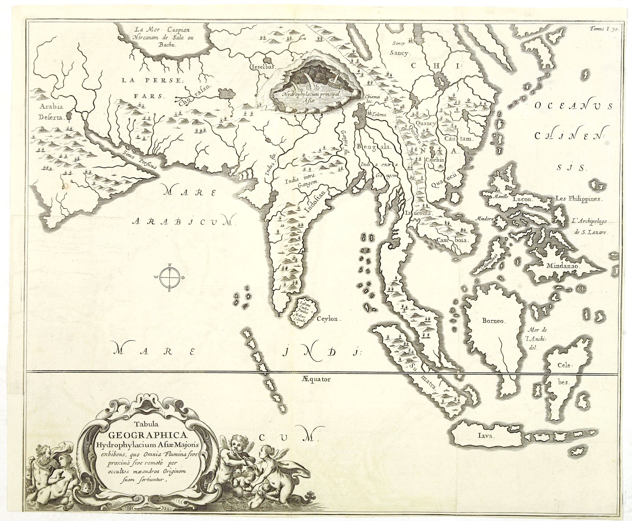 KIRCHER, A., Tabula Geographica Hydrophylacium Asiae Majoris. . ., antique map, old maps