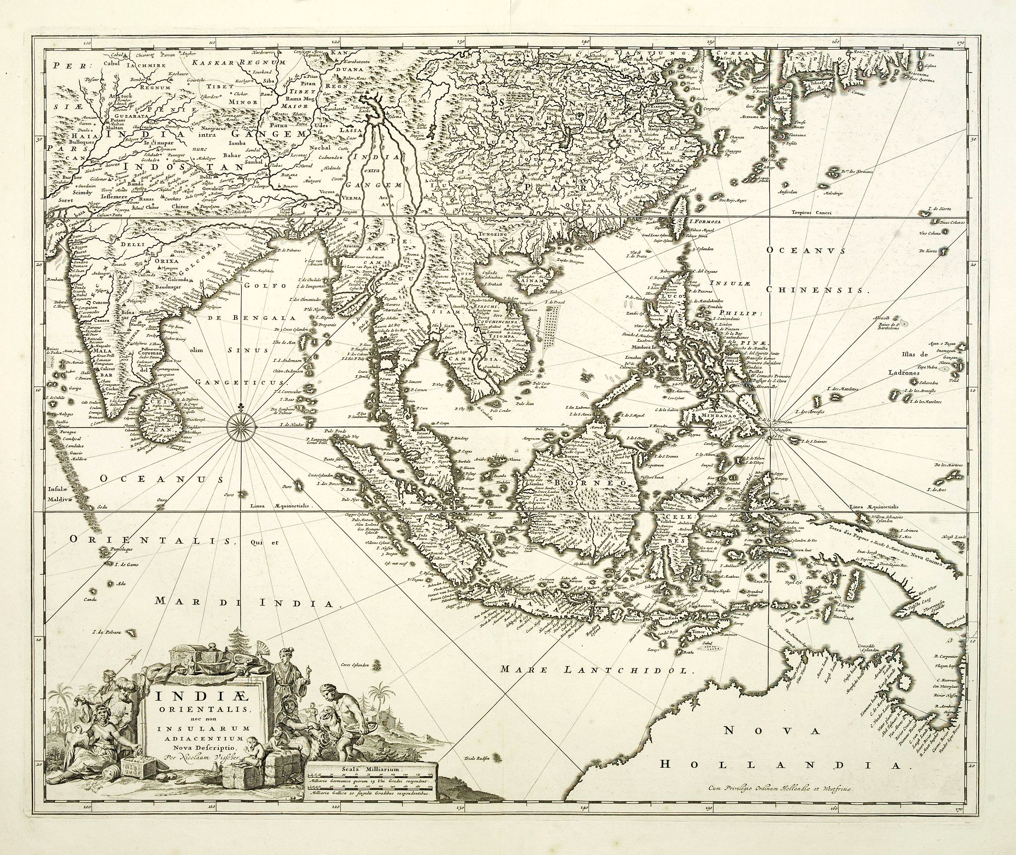 VISSCHER, N., Indiae Orientalis nec non Insularum adiacentium., antique map, old maps