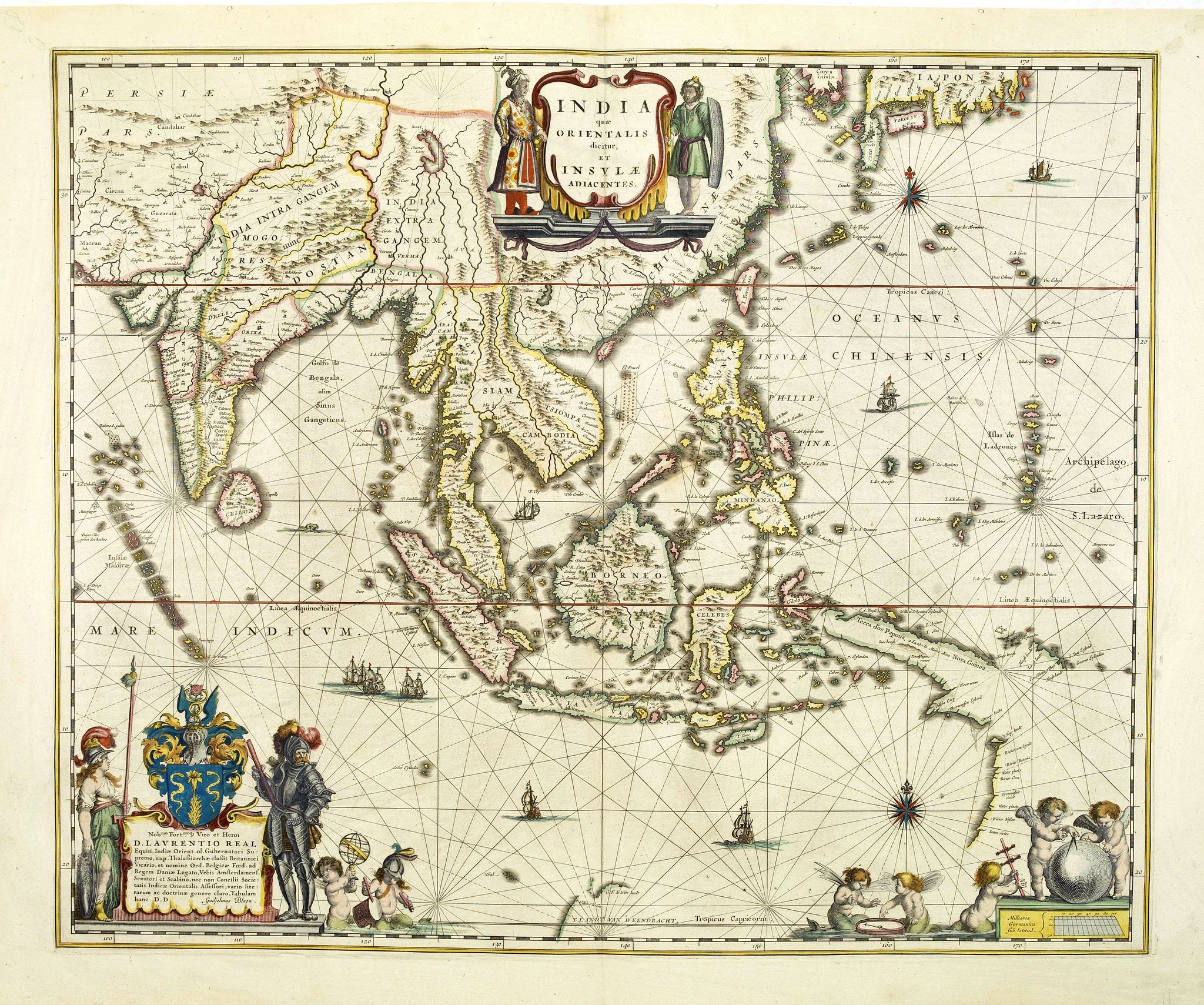BLAEU, W., India quae Orientalis dicitur, et insulae adiacentes., antique map, old maps