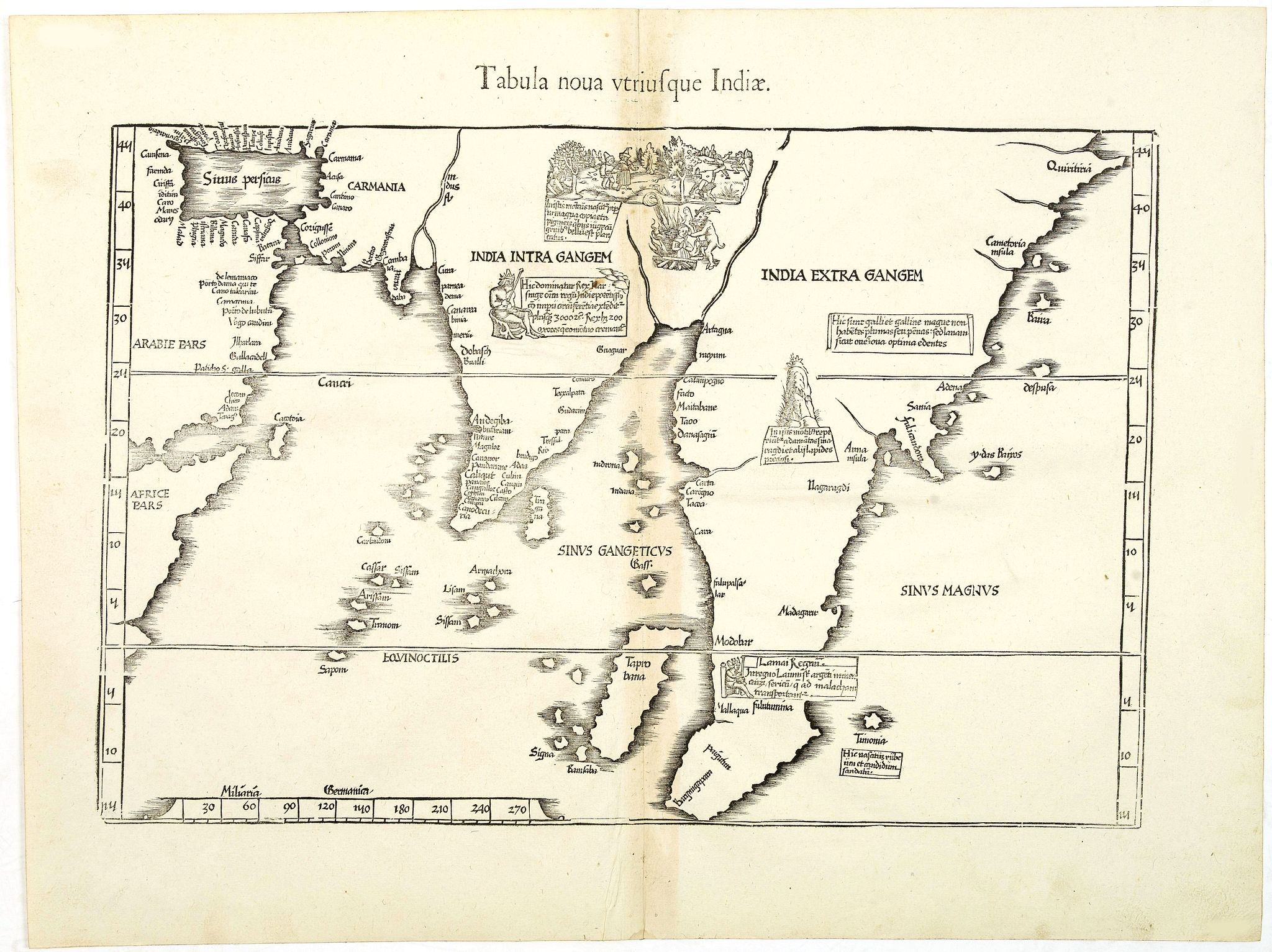 PTOLEMY,C., Tabula nova utriusque Indiae, antique map, old maps