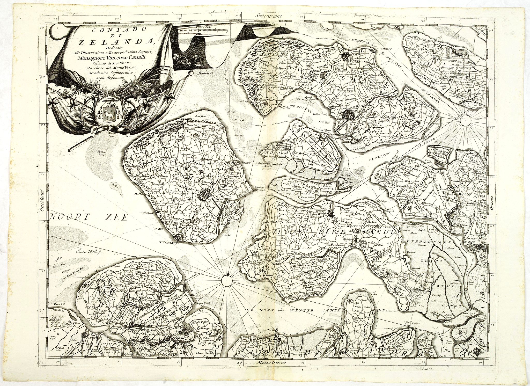 CORONELLI, V.M., Contado di Zelanda. . ., antique map, old maps