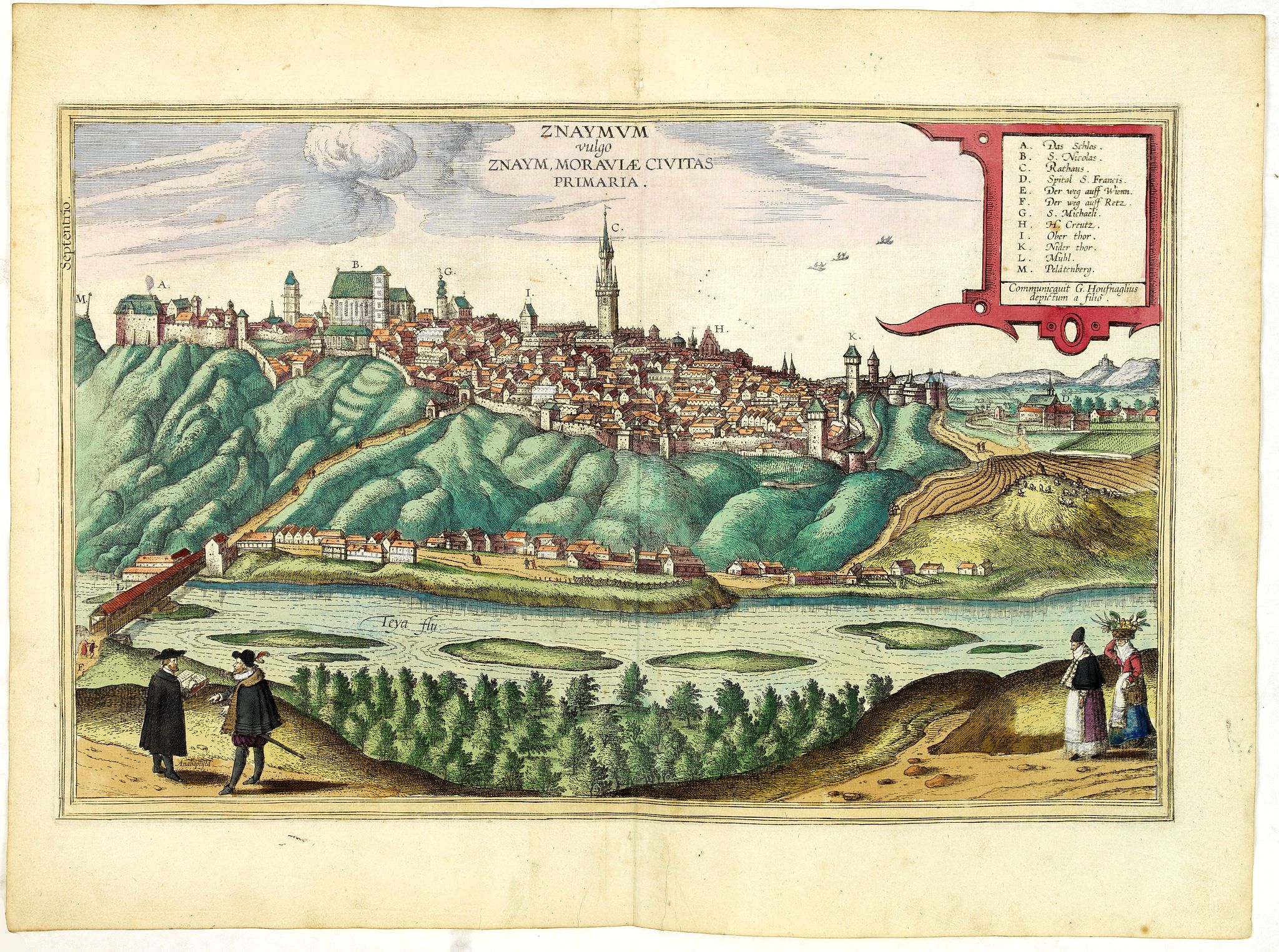 BRAUN, G. / HOGENBERG, F., Znaymum vulgo Znaym, Moraviae Civitas primaria.., antique map, old maps