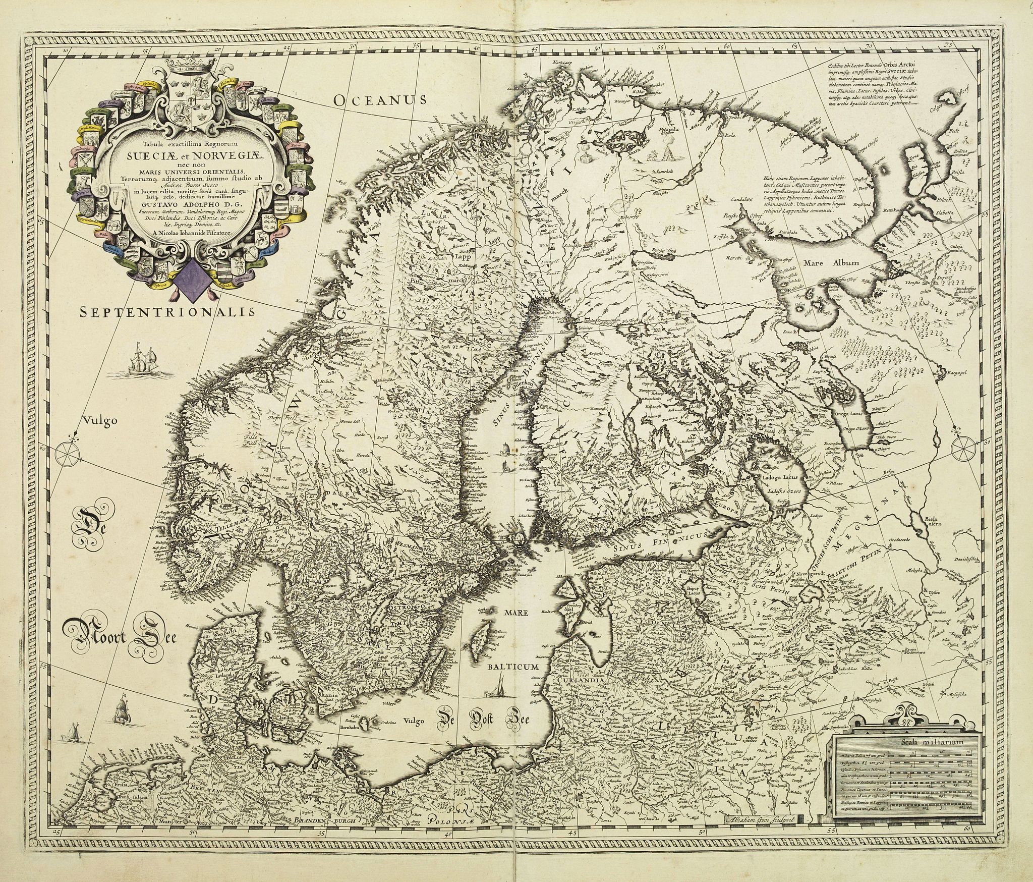 VISSCHER, N.J. (Piscatore), Tabula exactissima Regnorum Sueciae et Norvegiae.., antique map, old maps