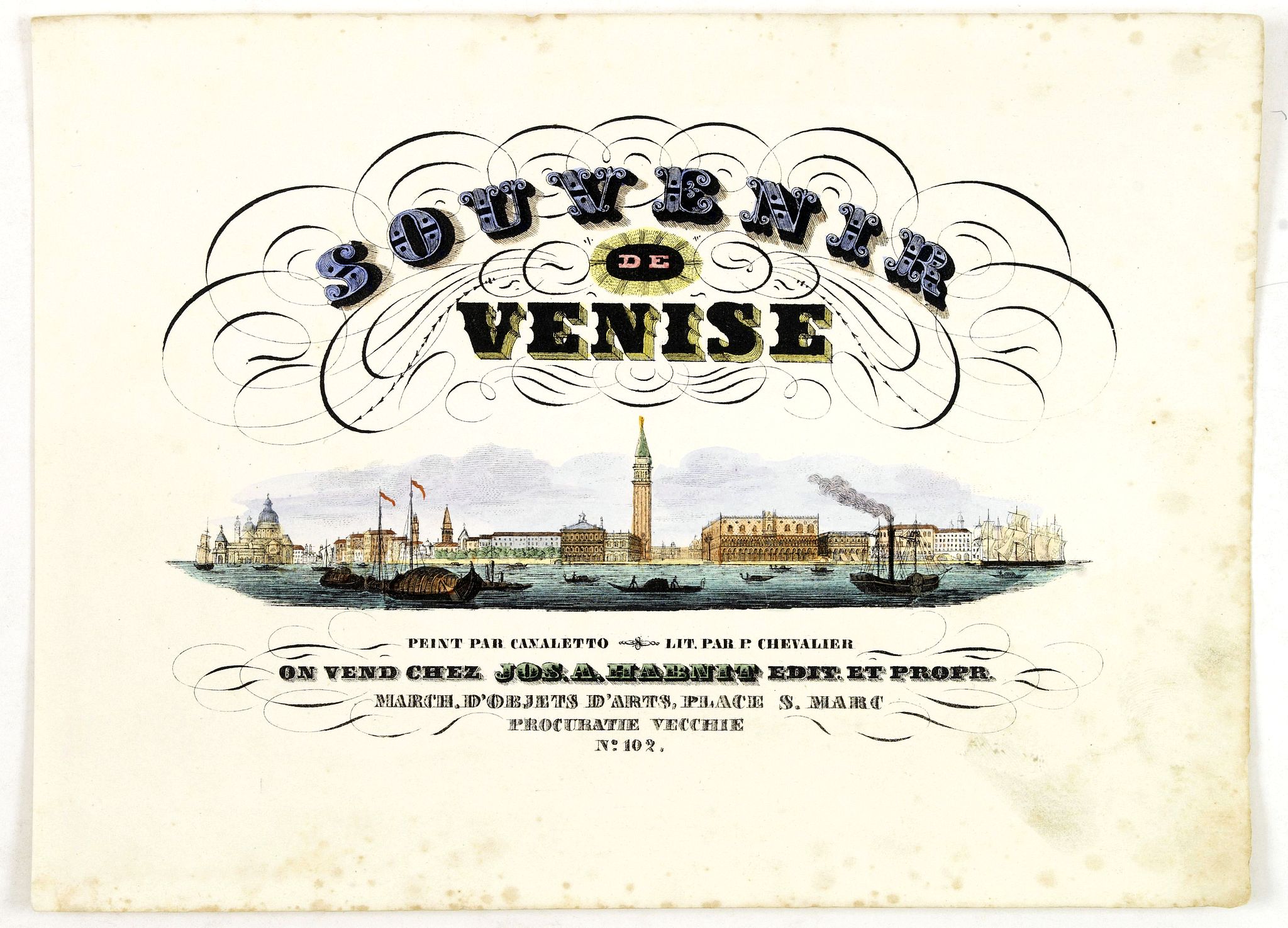CHEVALIER, P., (Title page) Souvenir de Venise., antique map, old maps