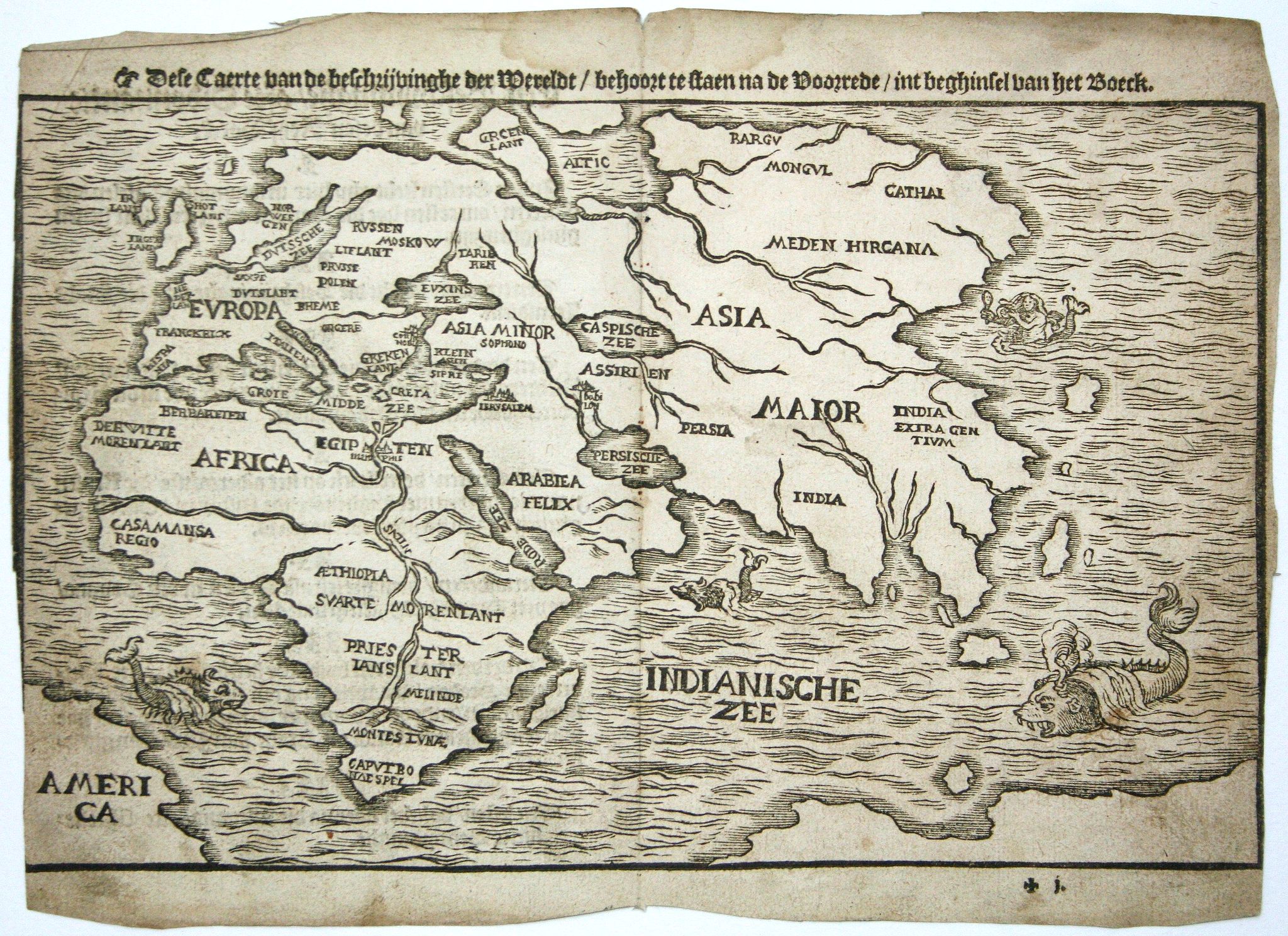 BUNTING, H., Dese Caerte van de beschrijvinghe der Wereldt., antique map, old maps