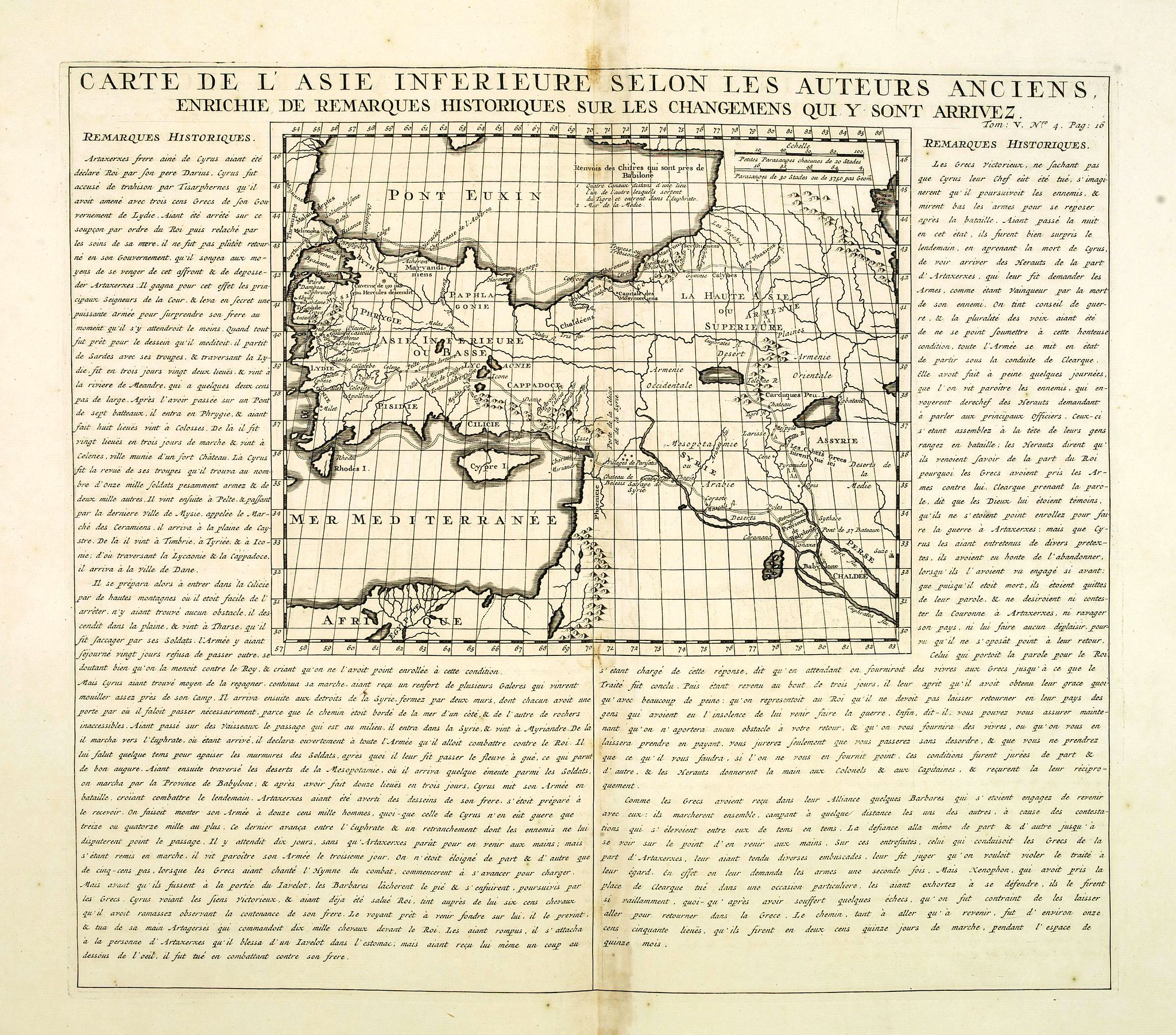CHATELAIN, H., Carte De L'Asie Inferieure Selon Les Auteurs Anciens, Enrichie de Remarques Historiques sur les Changemens qui y sont arrivez (shows Cyprus), antique map, old maps