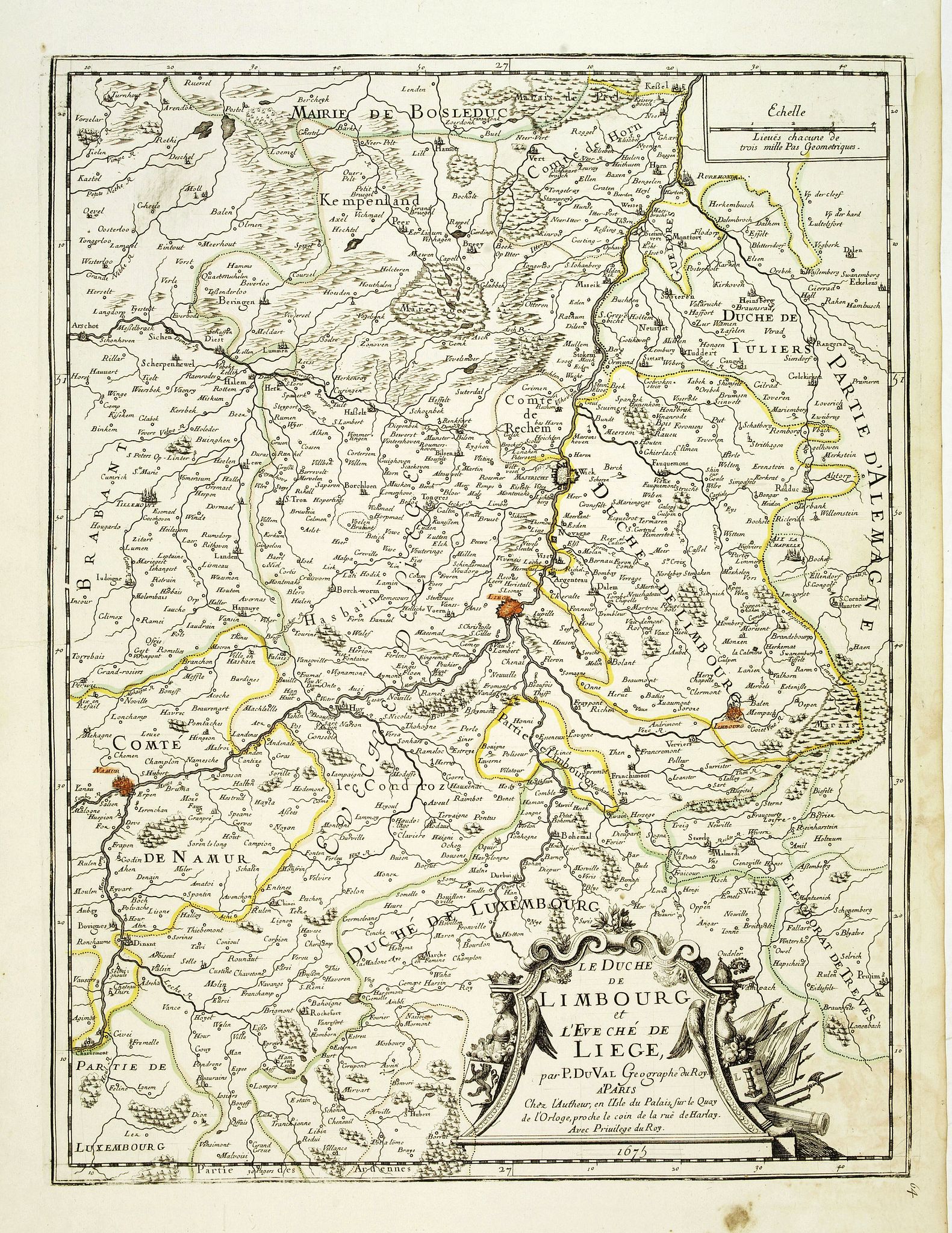 DU VAL, P., Le duché de Limbourg et l'Eveché de Liege . . ., antique map, old maps
