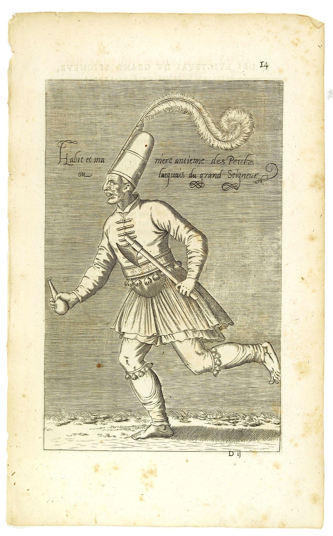 NICOLAS DE NICOLAY, Thomas Artus (sieur d'Embry)., Habit et Manière ancienne des Peiches ou Laquais du Grand Seigneur. (14), antique map, old maps