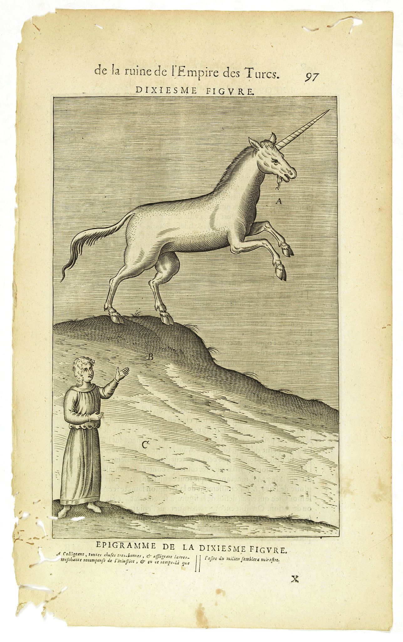 NICOLAS DE NICOLAY, Thomas Artus (sieur d'Embry)., De la Ruine de l'Empire des Turcs Dixiesme figure / Epigramme de la Dixiesmie figure. (97), antique map, old maps