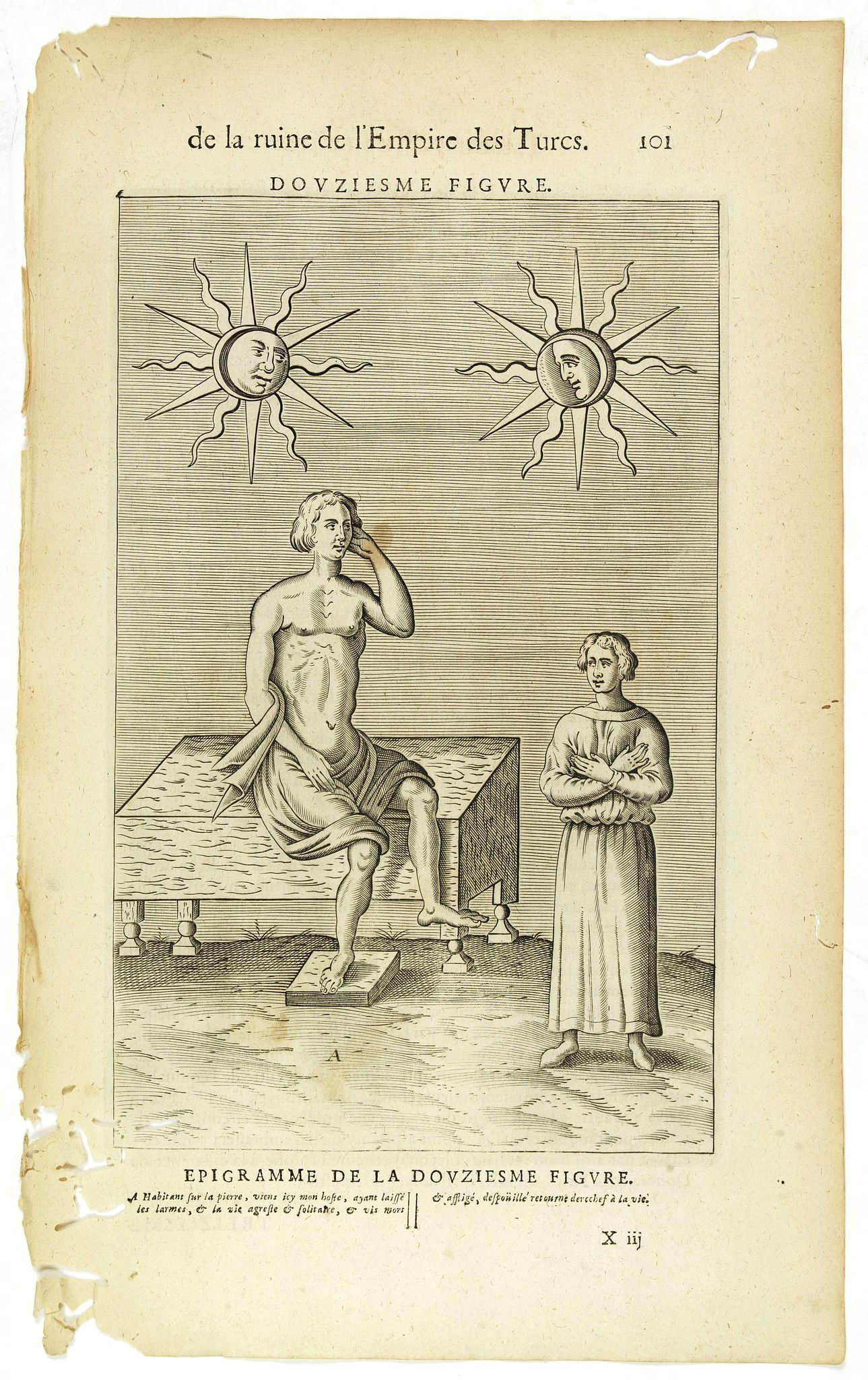 NICOLAS DE NICOLAY, Thomas Artus (sieur d'Embry)., De la Ruine de l'Empire des Turcs Douziesme figure / Epigramme de la Douziesme figure. (101), antique map, old maps