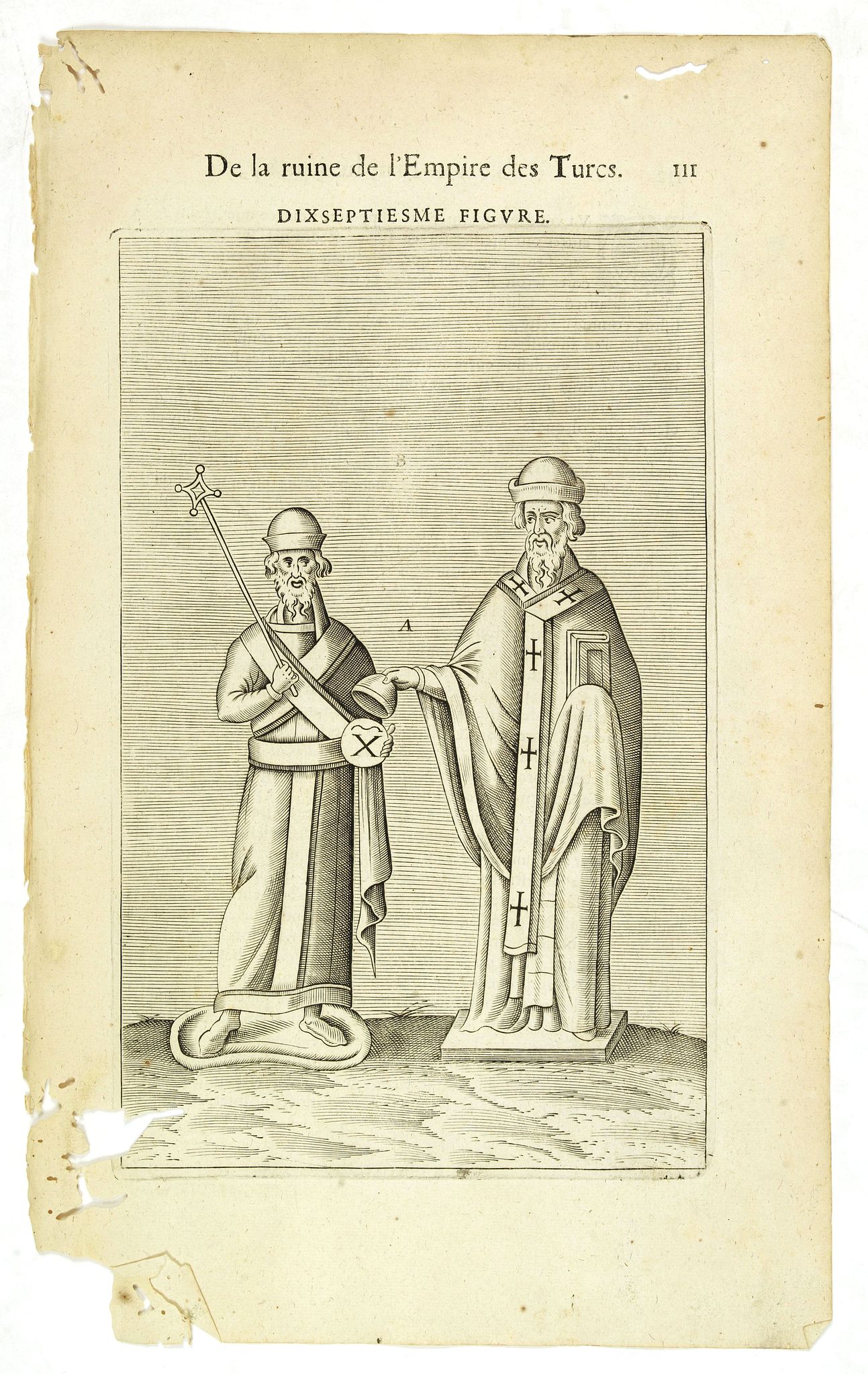NICOLAS DE NICOLAY, Thomas Artus (sieur d'Embry)., De la Ruine de l'Empire des Turcs Dixseptiesme figure / Epigramme de la Dixseptiesme figure. (111), antique map, old maps