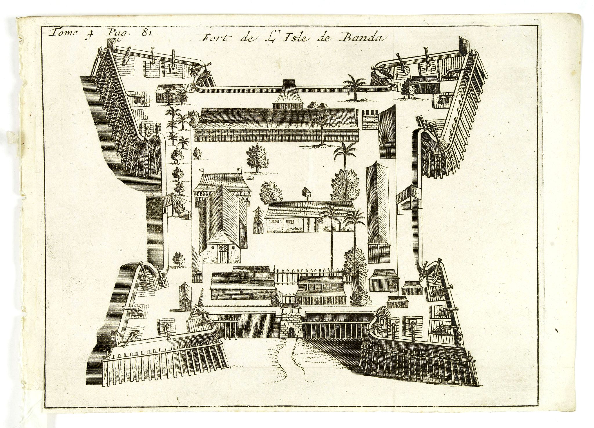 DE RENNEVILLE, R.A.C., Fort de l'Isle de Banda., antique map, old maps