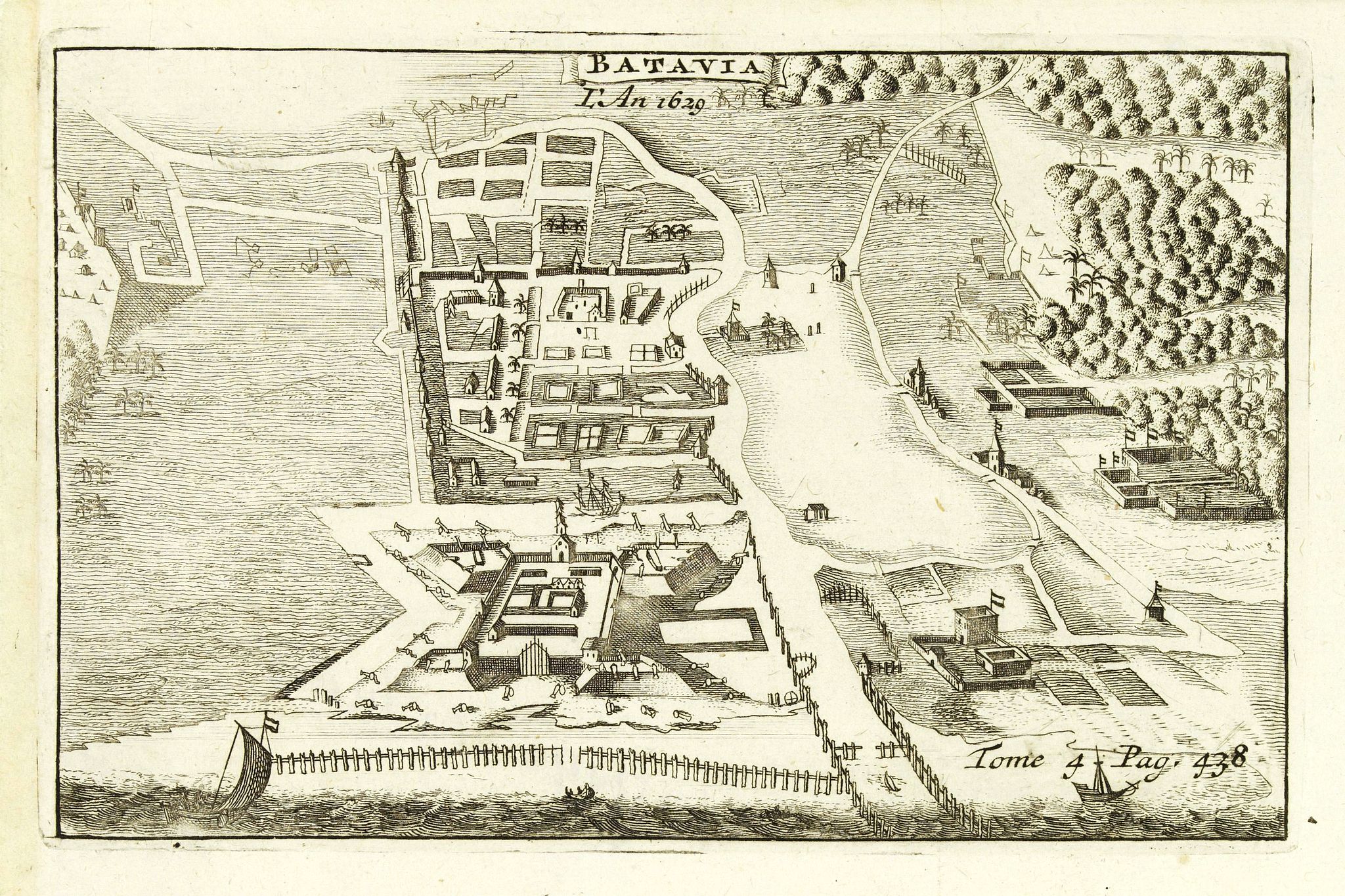 DE RENNEVILLE, R.A.C., Batavia, L'an 1629., antique map, old maps