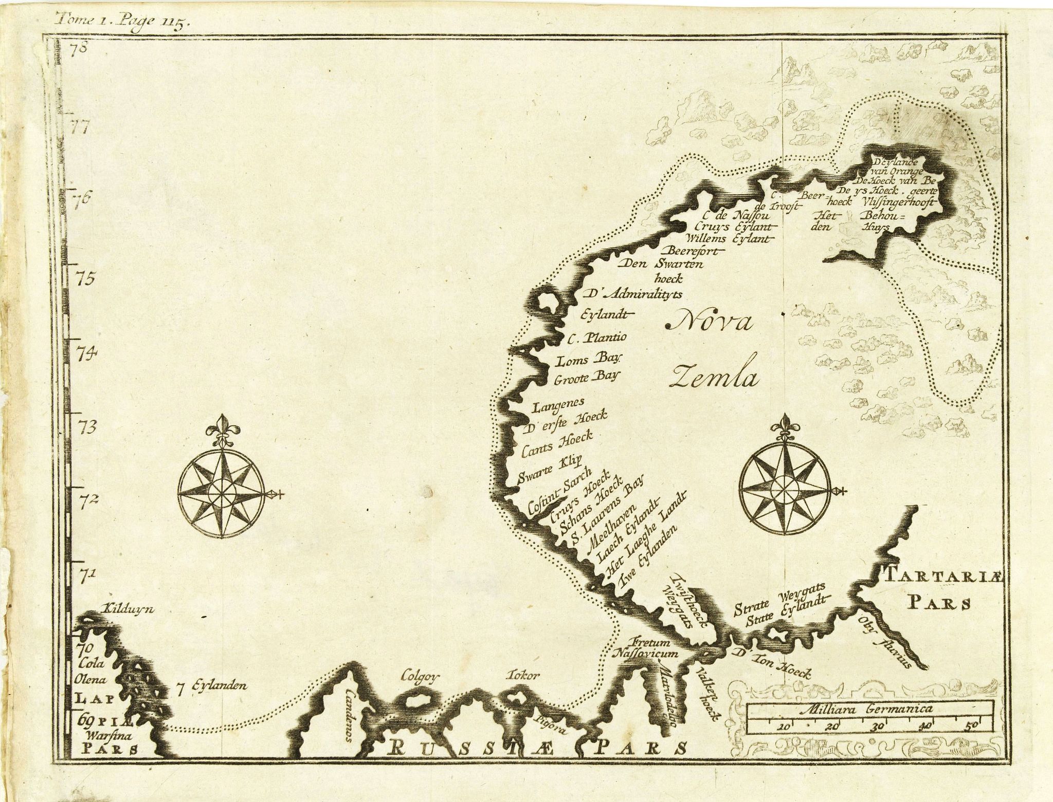 DE RENNEVILLE, R.A.C., Nova Zemla., antique map, old maps