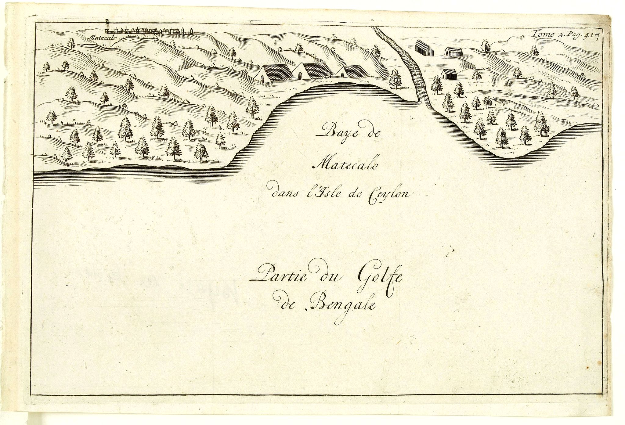DE RENNEVILLE, R.A.C., Baye de Matecalo Dans l'Isle de Ceyon / Partie du Golfe de Bengale., antique map, old maps