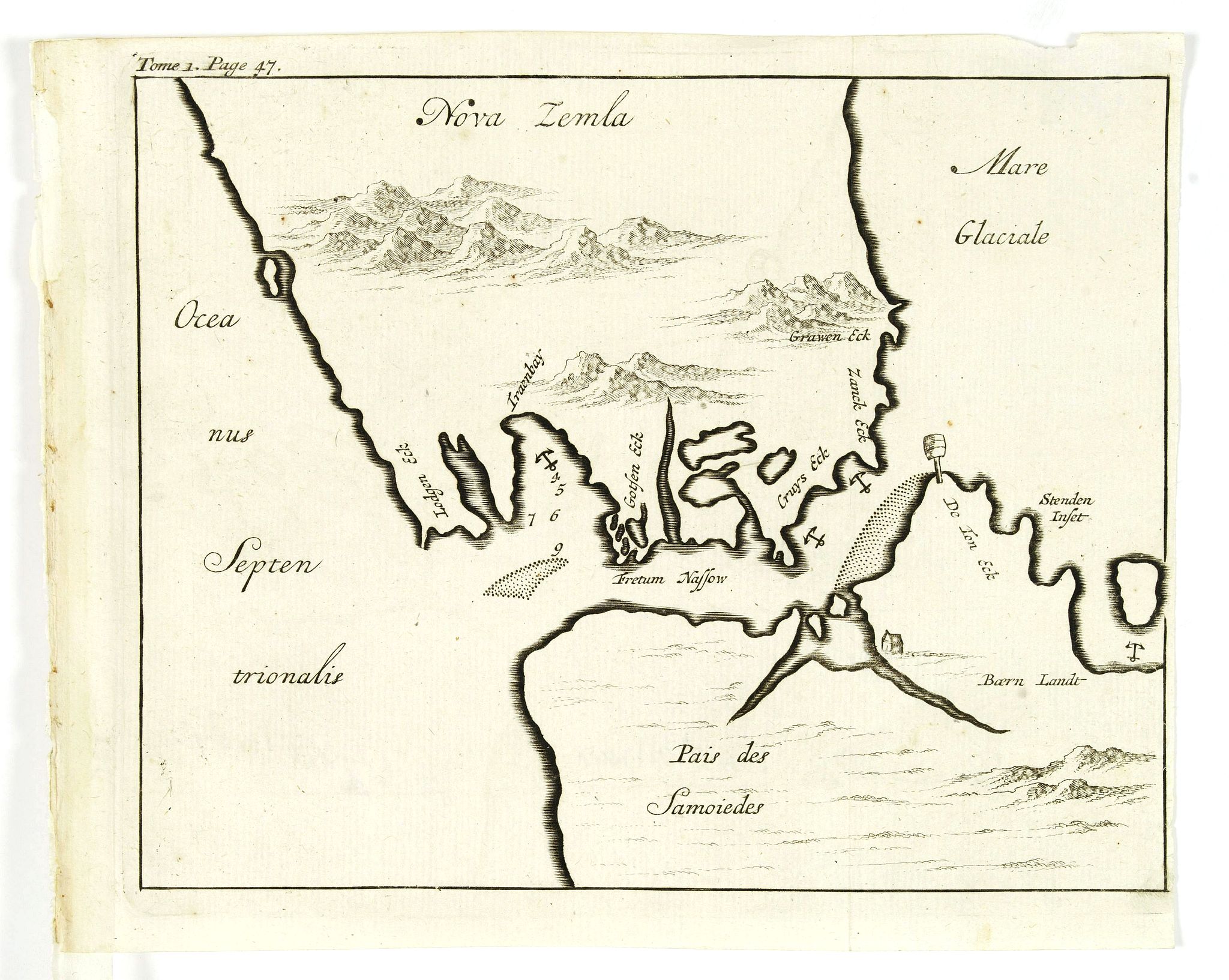 DE RENNEVILLE, R.A.C., (Nova Zemla / Ocea nus Septen trionalis. ), antique map, old maps