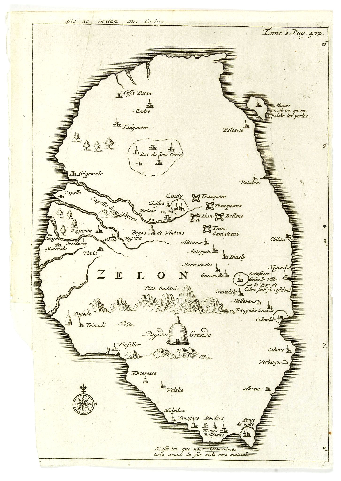 DE RENNEVILLE, R.A.C., Isle de Zeilan ou Ceilon., antique map, old maps