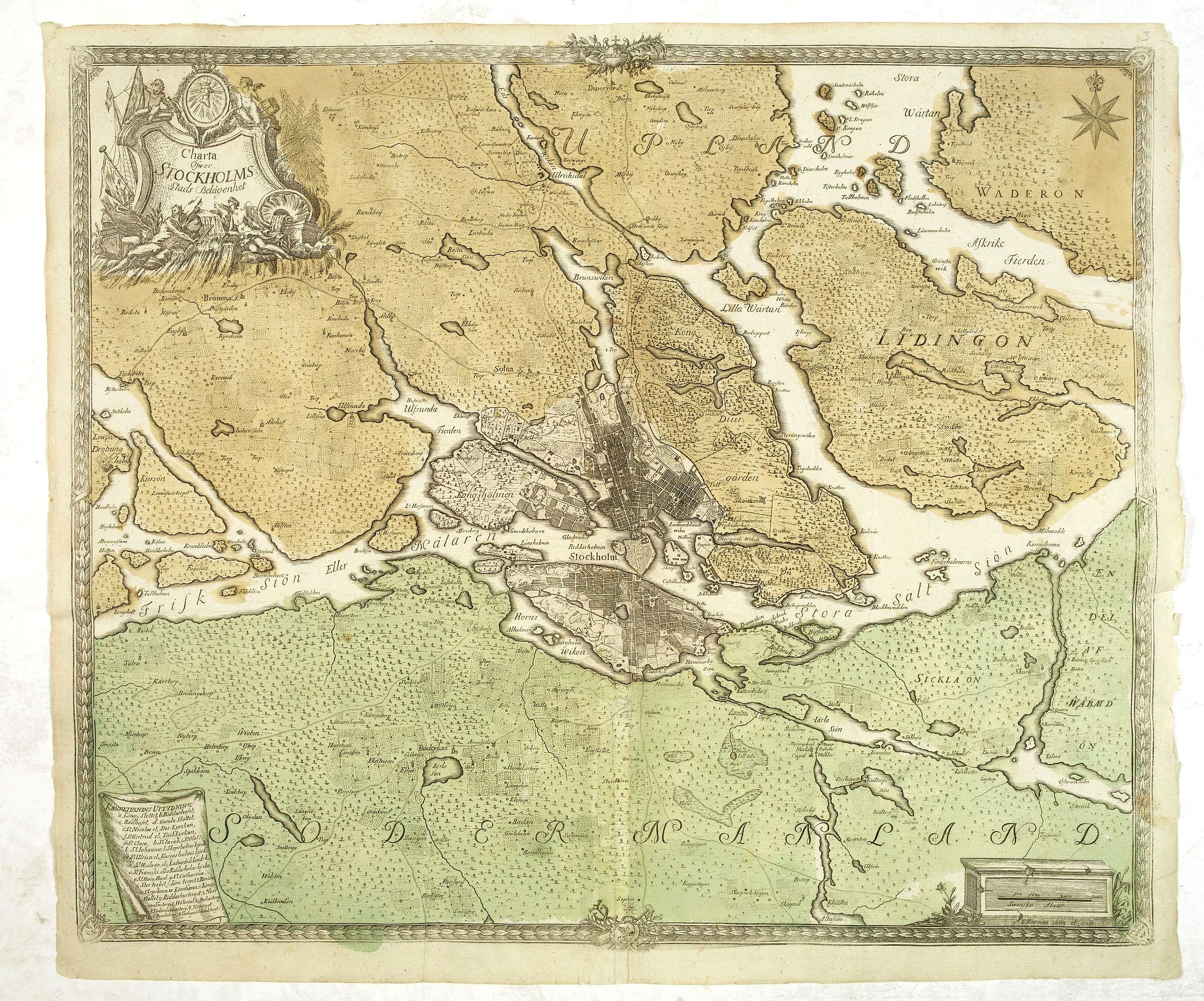 BIURMAN, G., Charta öfwer Stockholms Stads Belägenhet., antique map, old maps