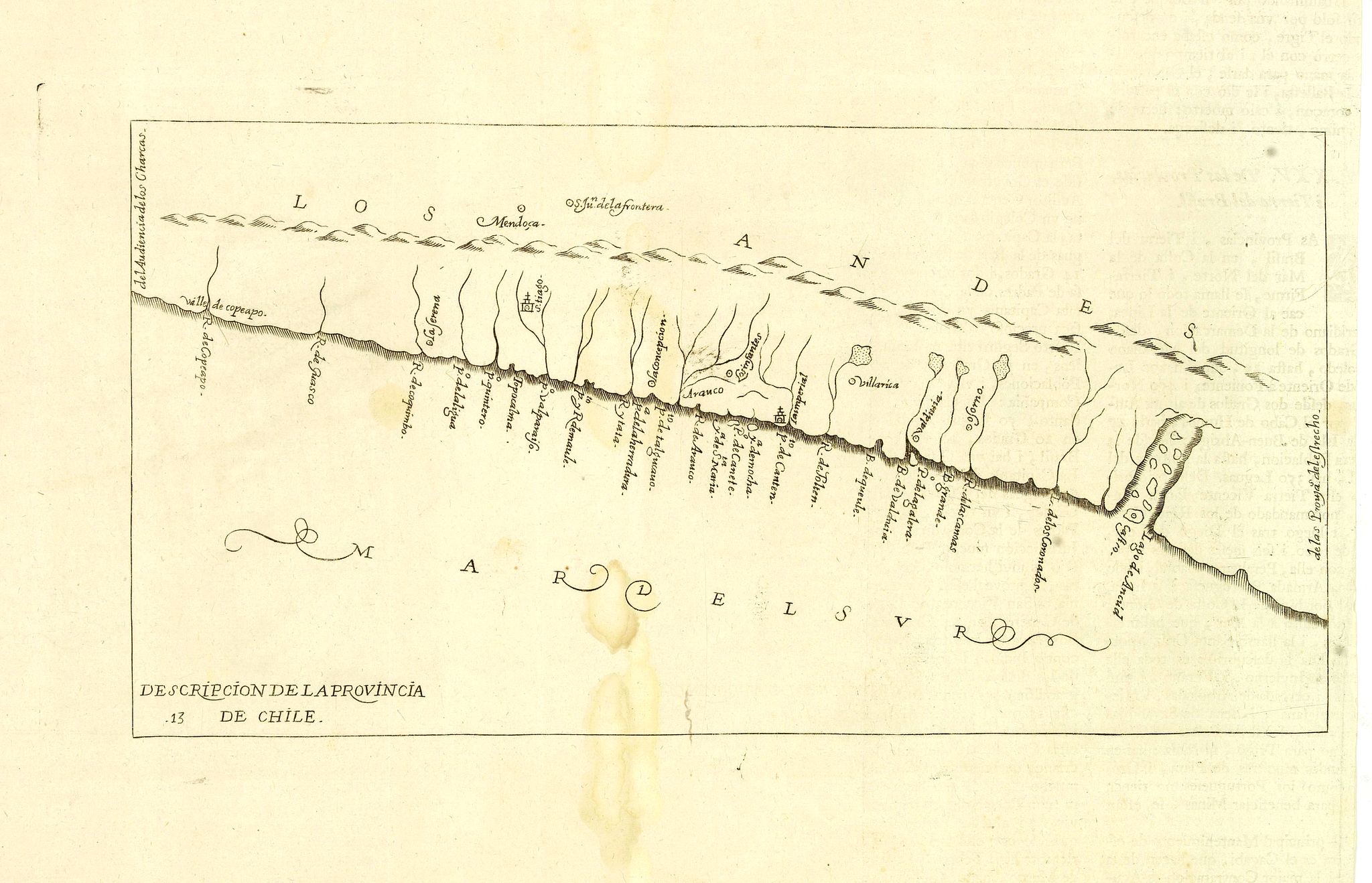 HERRERA Y TORDESILLAS, A., Descripcion de la provincia de Chile., antique map, old maps