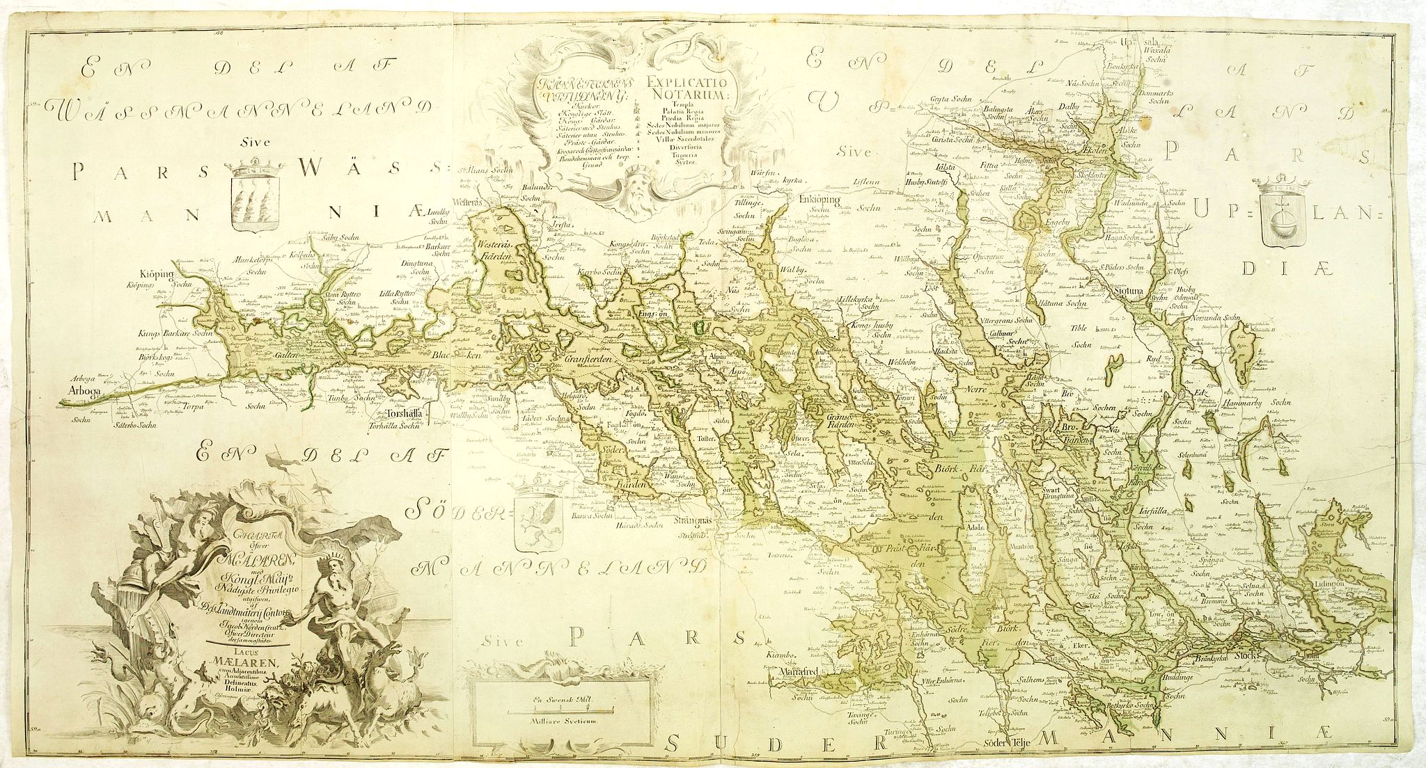 GERINGIUS, G., Charta öfwer Mälaren, med Kongl: Maj.ts. nådigste privilegio utgifven af Kong:e Landtmäteri Contoiret., antique map, old maps