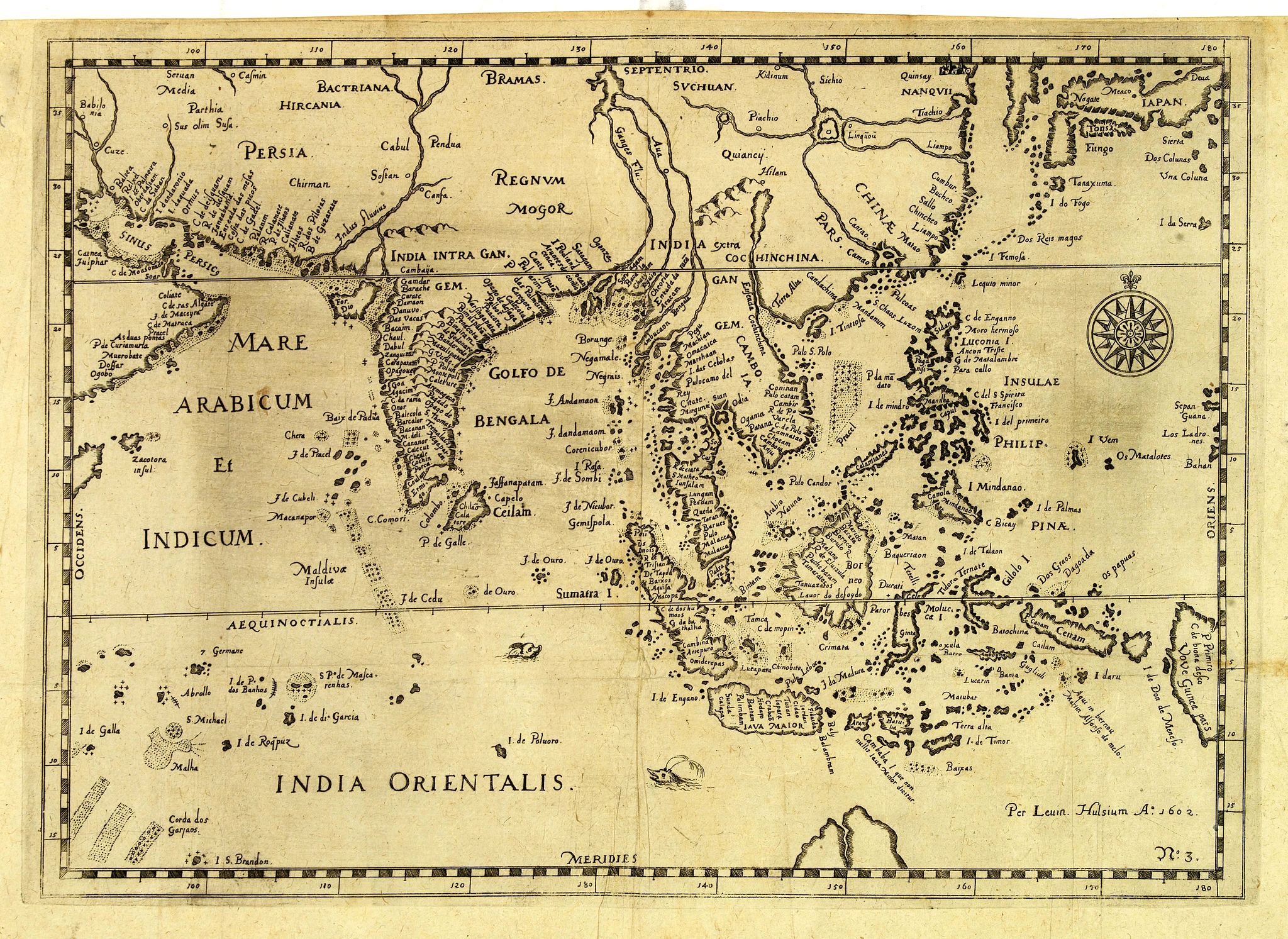 HULSIUS, L., No title: South East Asia., antique map, old maps