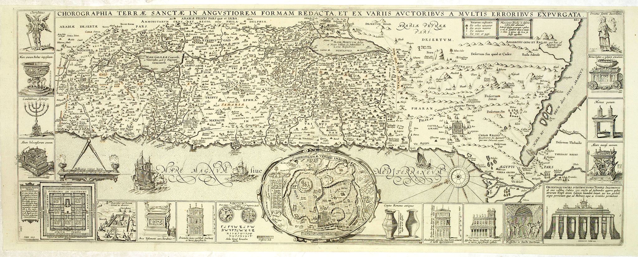 TIRINUS, J., Chorographia Terrae Sanctae in Angustiorem formam Redacta et ex Variis Auctoribus a Multis Erroribus Expurgata . . ., antique map, old maps