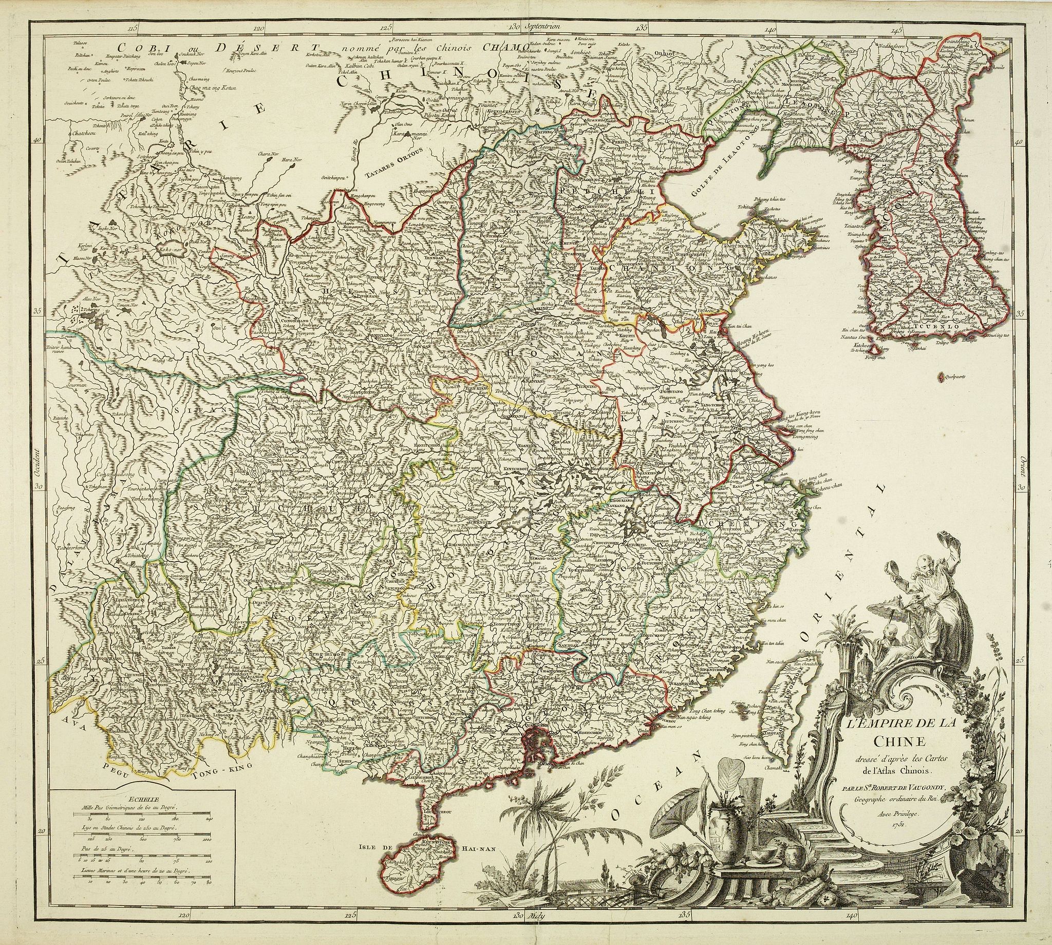 VAUGONDY, R. de, L'Empire de la Chine.., antique map, old maps