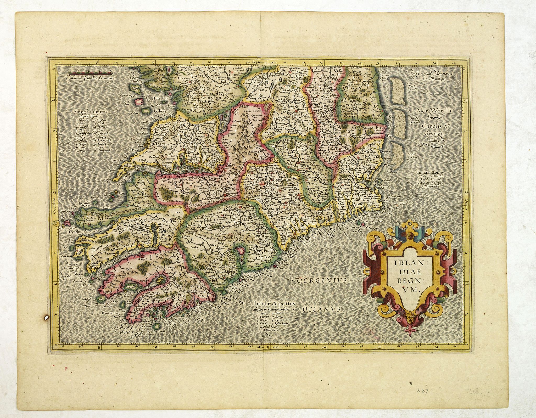 MERCATOR, G. / HONDIUS, J., Irlandiae Regnum., antique map, old maps
