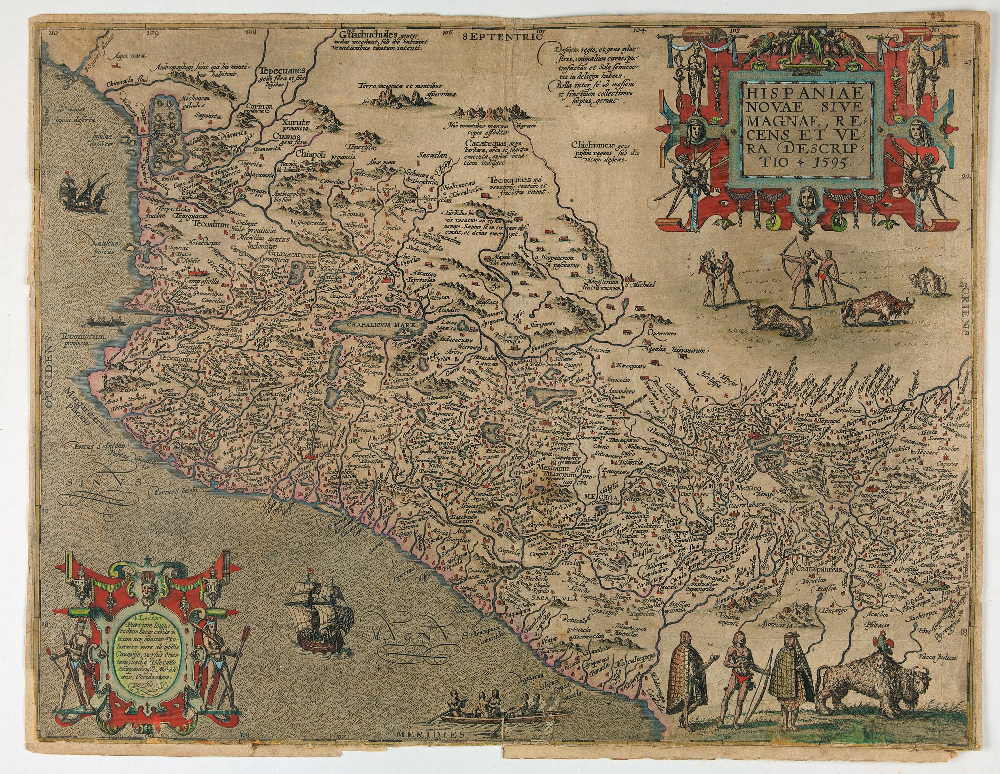DE BRY, Th., Hispaniae novae sive magnae, recens et vera descriptio * 1595., antique map, old maps