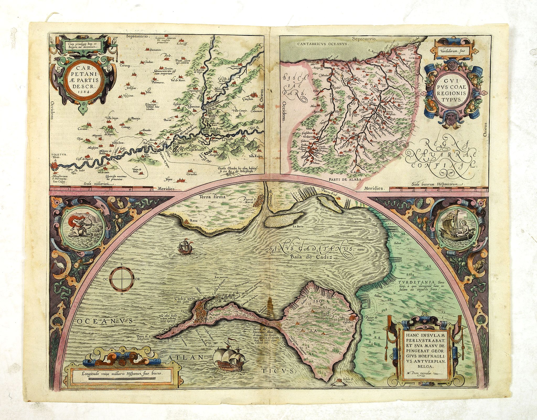 ORTELIUS, S., Car Petani Ae Partis Descr/ Gui Pus Coae Regionis Typus / Hanc insulam Perlustrabat, et sua Manu de Pingebat Geor Gius Hoefnagli us Antuerpian. . ., antique map, old maps