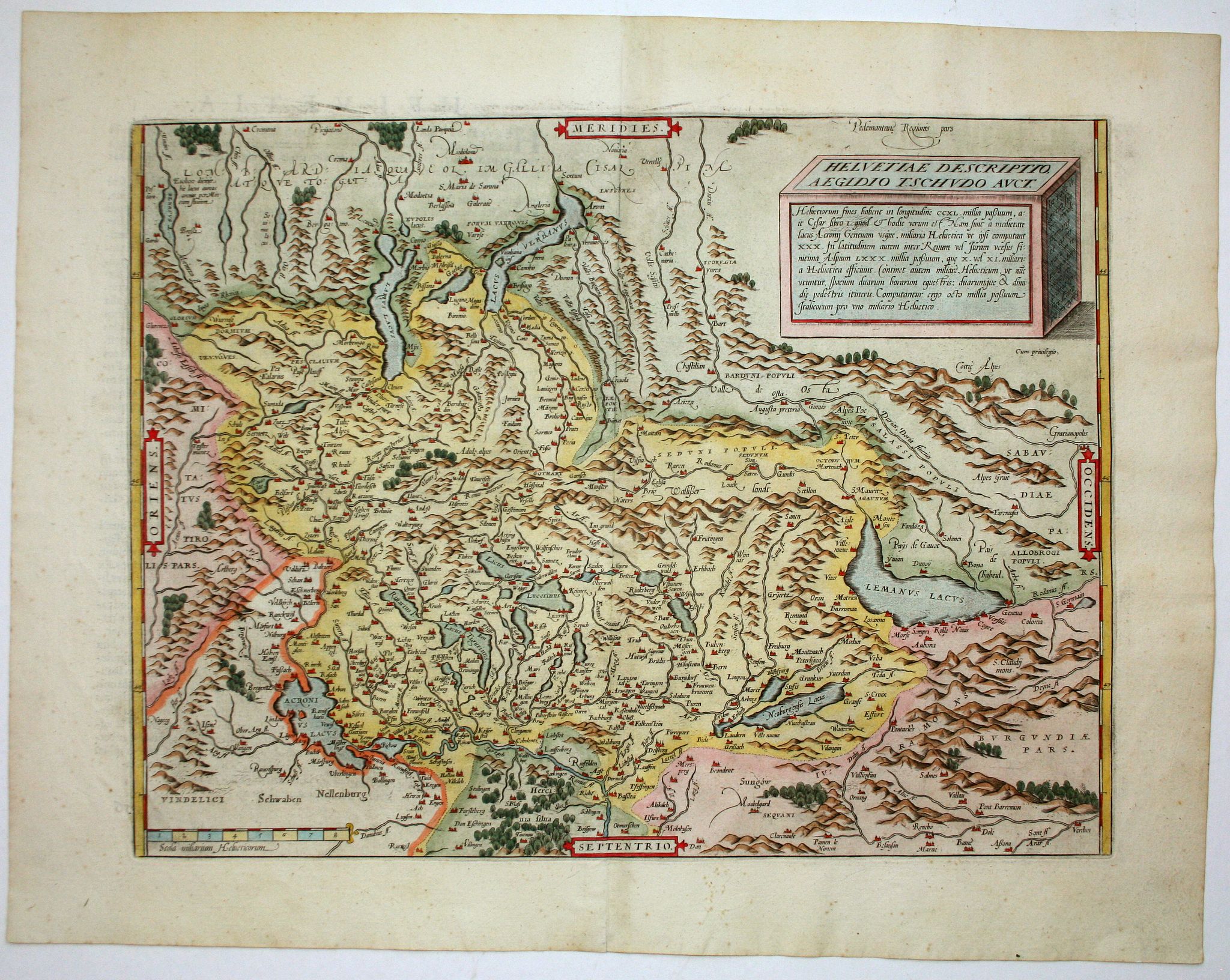 ORTELIUS, A., Helvetiae descriptio. Aegidio Tschudo auct., antique map, old maps