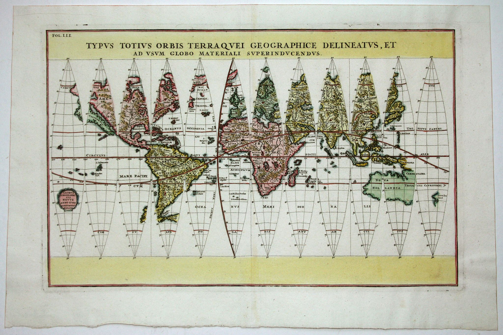 SCHERER,H., Typus Totius Orbis Terraquei Geographice Delineatus., antique map, old maps