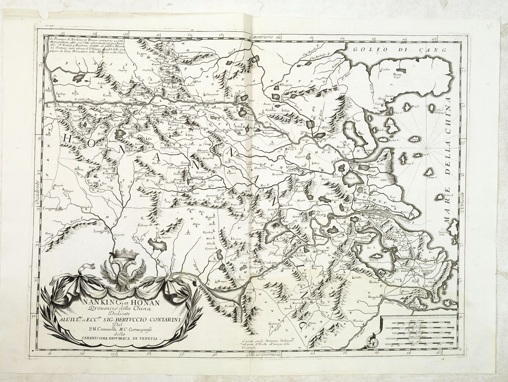 CORONELLI, V.M., Nanking, et Honan Provincie della China. . ., antique map, old maps