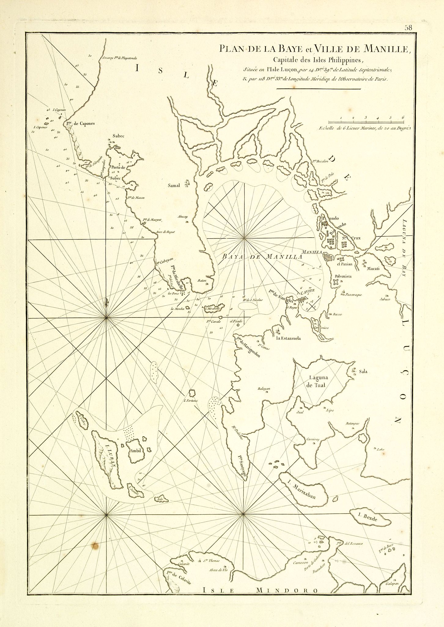 D'APRES DE MANNEVILLETTE., Plan de la baye et Ville de Manille, Capitale des Isles de Philippines . . ., antique map, old maps