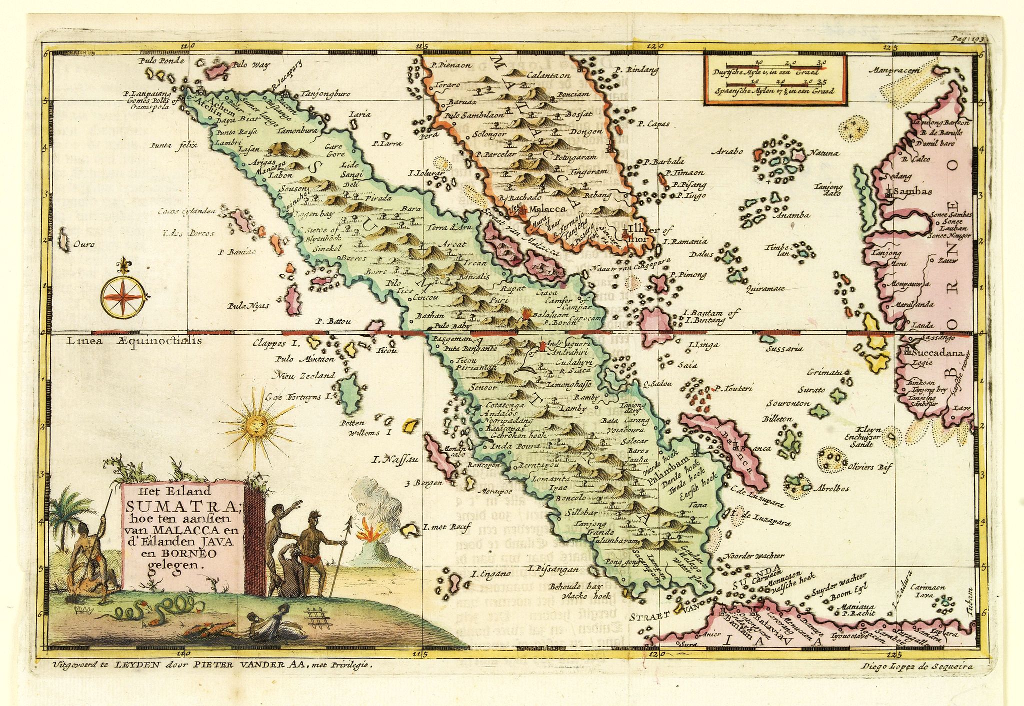 VAN DER AA, P., Het eiland Sumatra hoe ten aansien van Malacca . . ., antique map, old maps