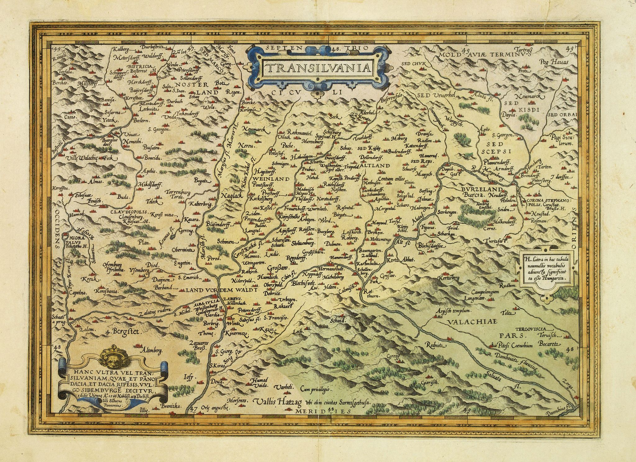 ORTELIUS, A., Transilvania., antique map, old maps