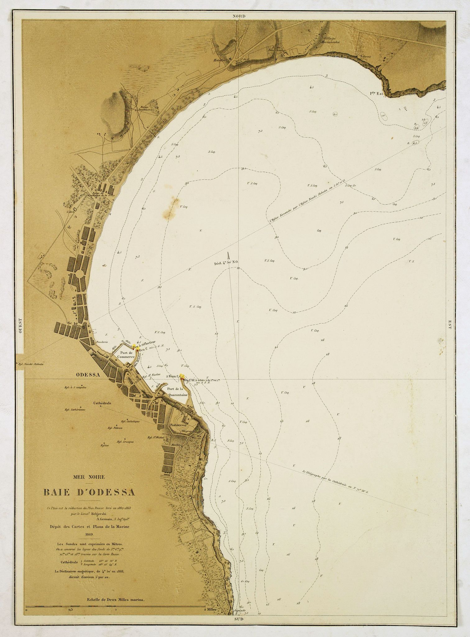 DEPOT DES CARTES ET PLANS DE LA MARINE, Mer Noire - Baie d'Odessa. . ., antique map, old maps