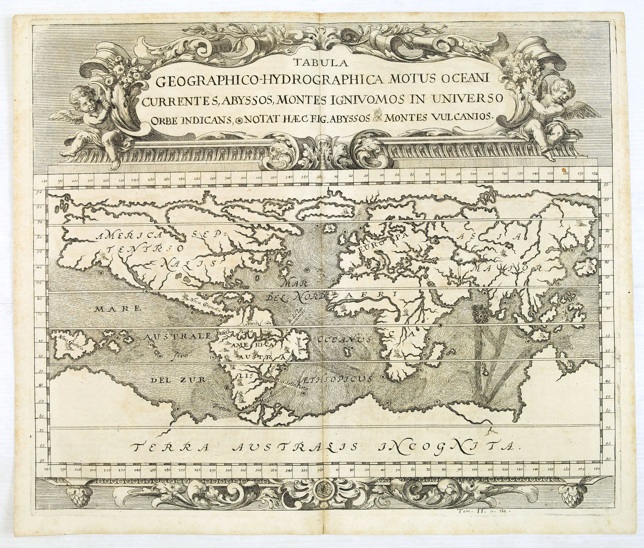 ZAHN, J., Tabula geographico-hydrographica motus Tom II p.132., antique map, old maps
