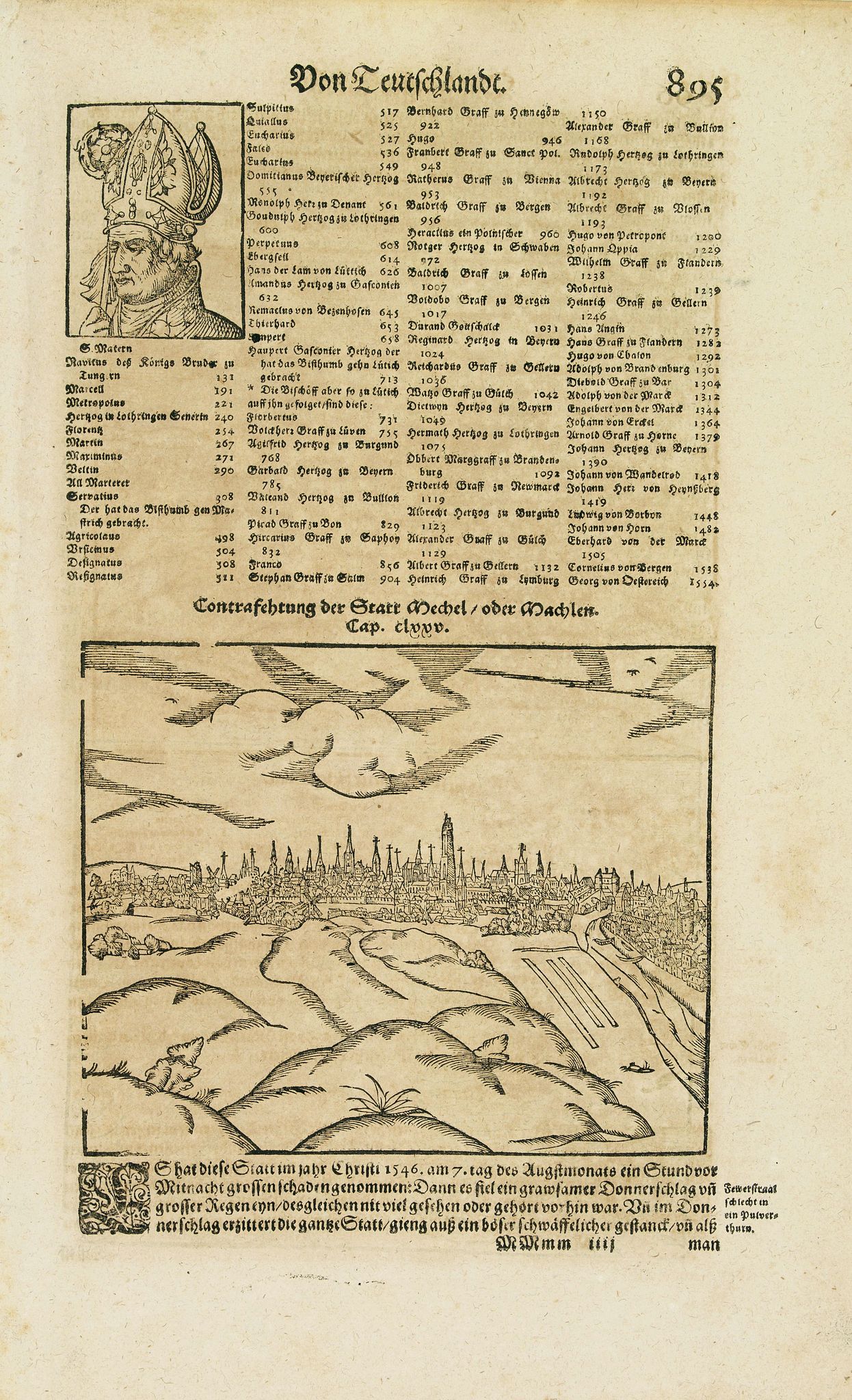 MÜNSTER, S., 's-Hertogenbosch and Mechelen, antique map, old maps