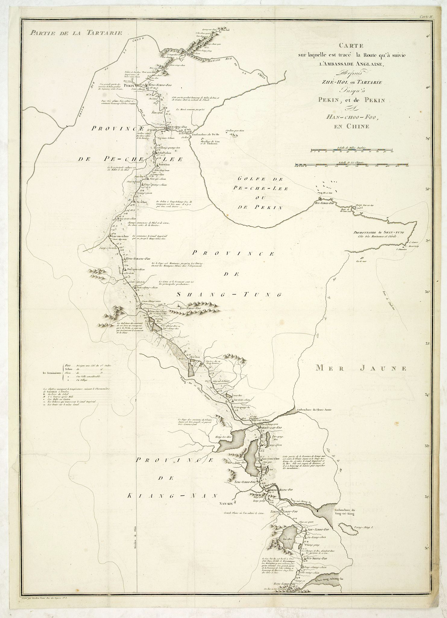 TARDIEU, J.B.P. / STAUNTON, G.L., Carte sur laquelle est tracé la route qu'à suivie l'ambassade Anglaise, Depuis Zhé-Hol en Tartarie jusqu'à Pekin, et de Pekin a Han-Choo-Foo, en Chine. . . Carte II., antique map, old maps