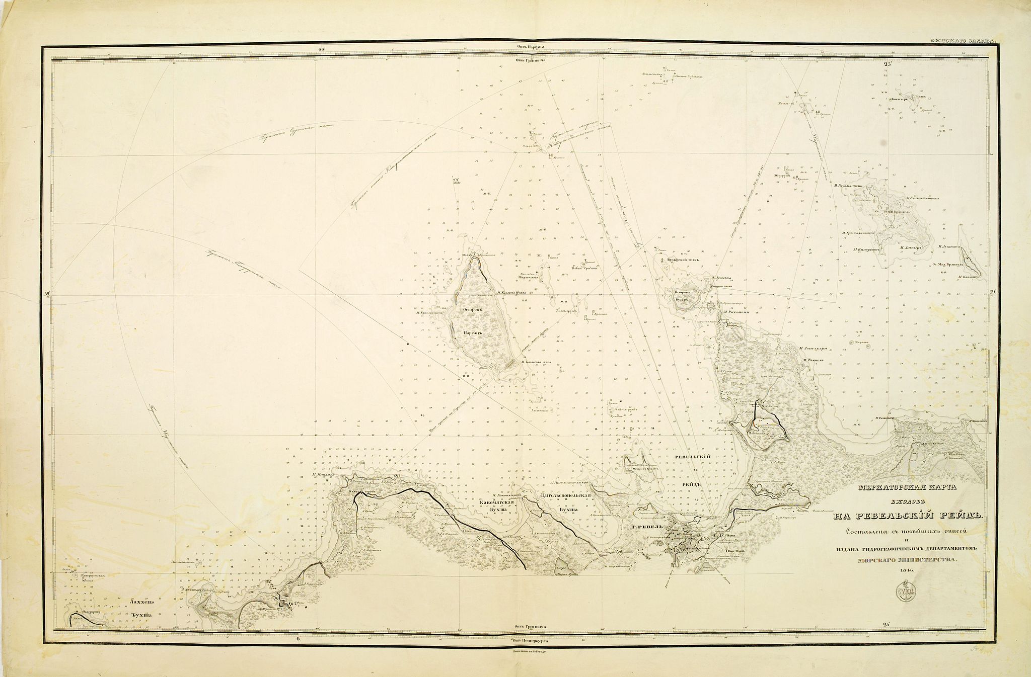 SARYCHEV, G. / SCHUBERT, F.F., (Title in Russian : the Baltic Sea with Tallinn with the island of Naissaar.), antique map, old maps