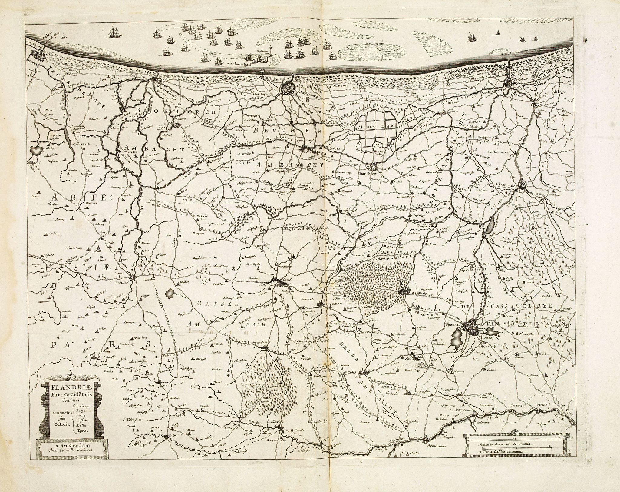 DANCKERTS, C., Flandriae pars occidentalis., antique map, old maps